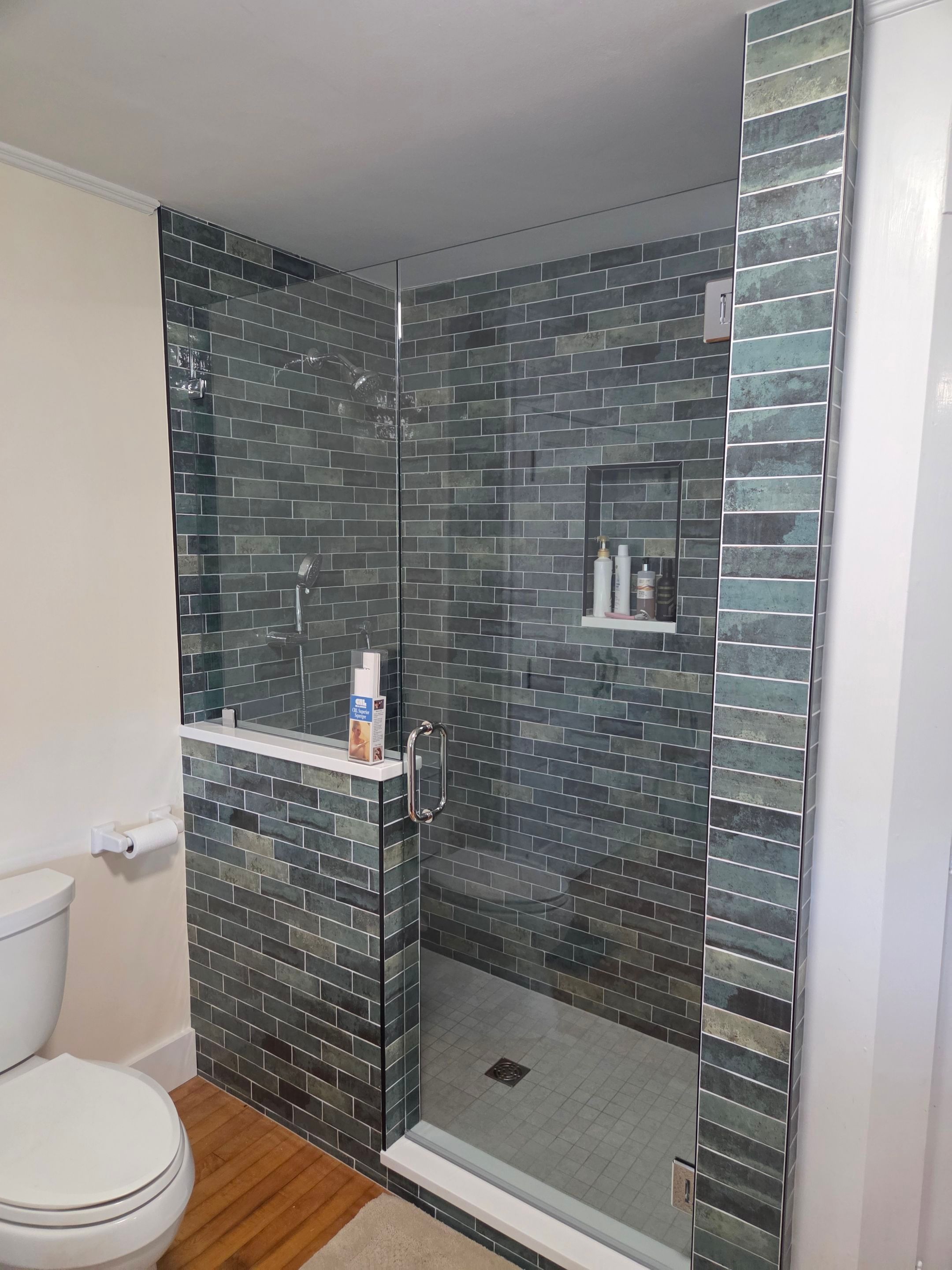 Bathroom Remodel using Tempered Shower Glass by Cheshire Glass Company