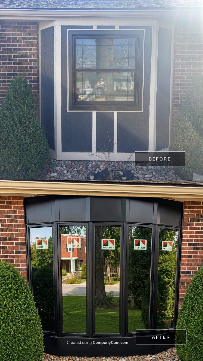Black Andersen Window Installation and Bay Window Upgrade in Kansas City by EEC Windows, Siding & Roofing