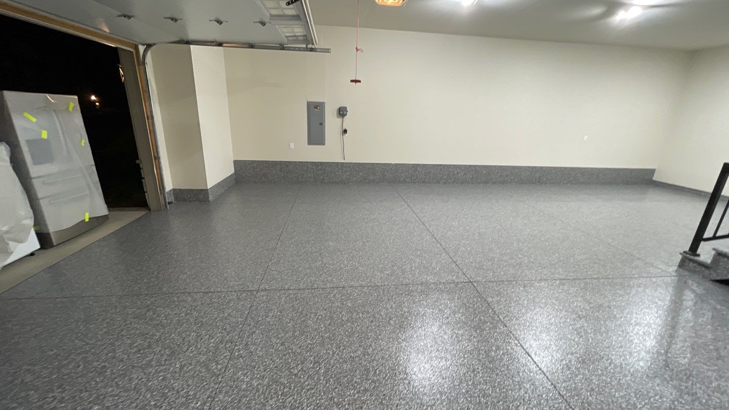 Garage Transformation using Smoke Colorway by Croc Coatings, LLC