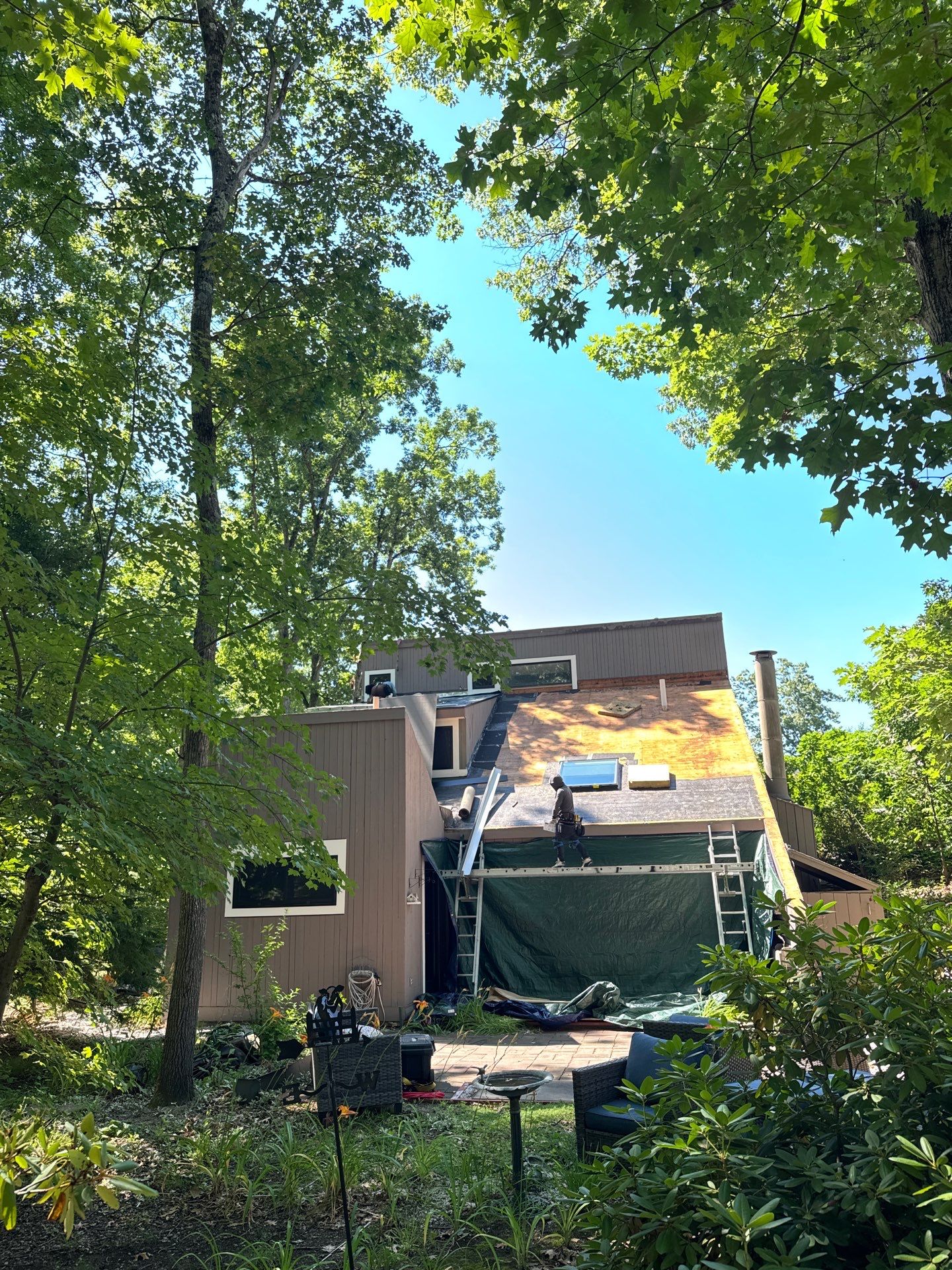 Nashua NH Roof Replacement with Owens Corning Slatestone Gray Shingles, Black Drip Edge, and White AZEK Trim by Compass exteriors