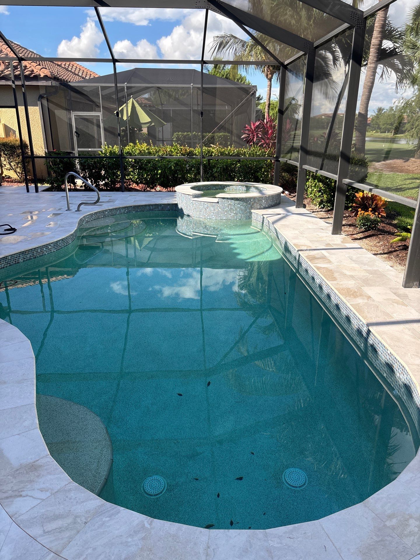 Textured Marble Pool Deck - Bonita National Golf & Country Club by Old Town Pavers Llc