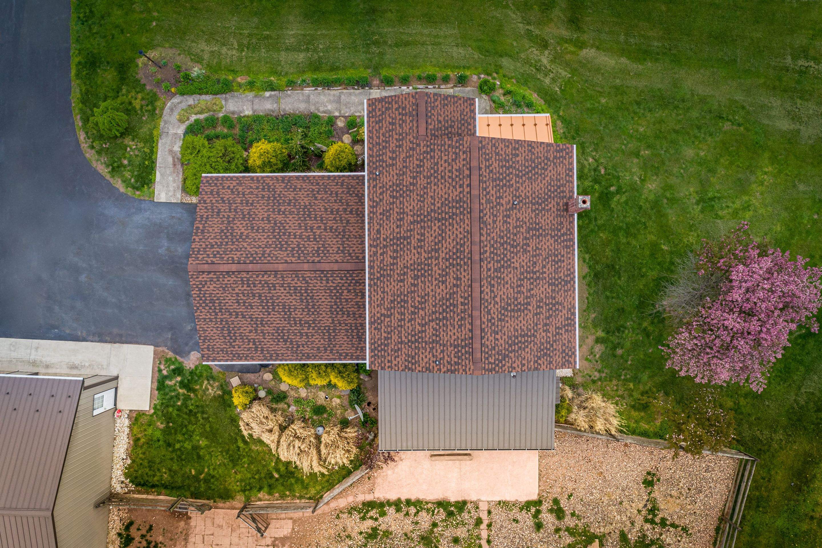 Shingle Roof-hickory, Metal Roof-bronze, Garage addition by Esh Builders