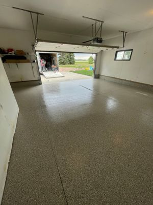 Hartford Residential Garage Floor Transformation With Decorative Chip Coating