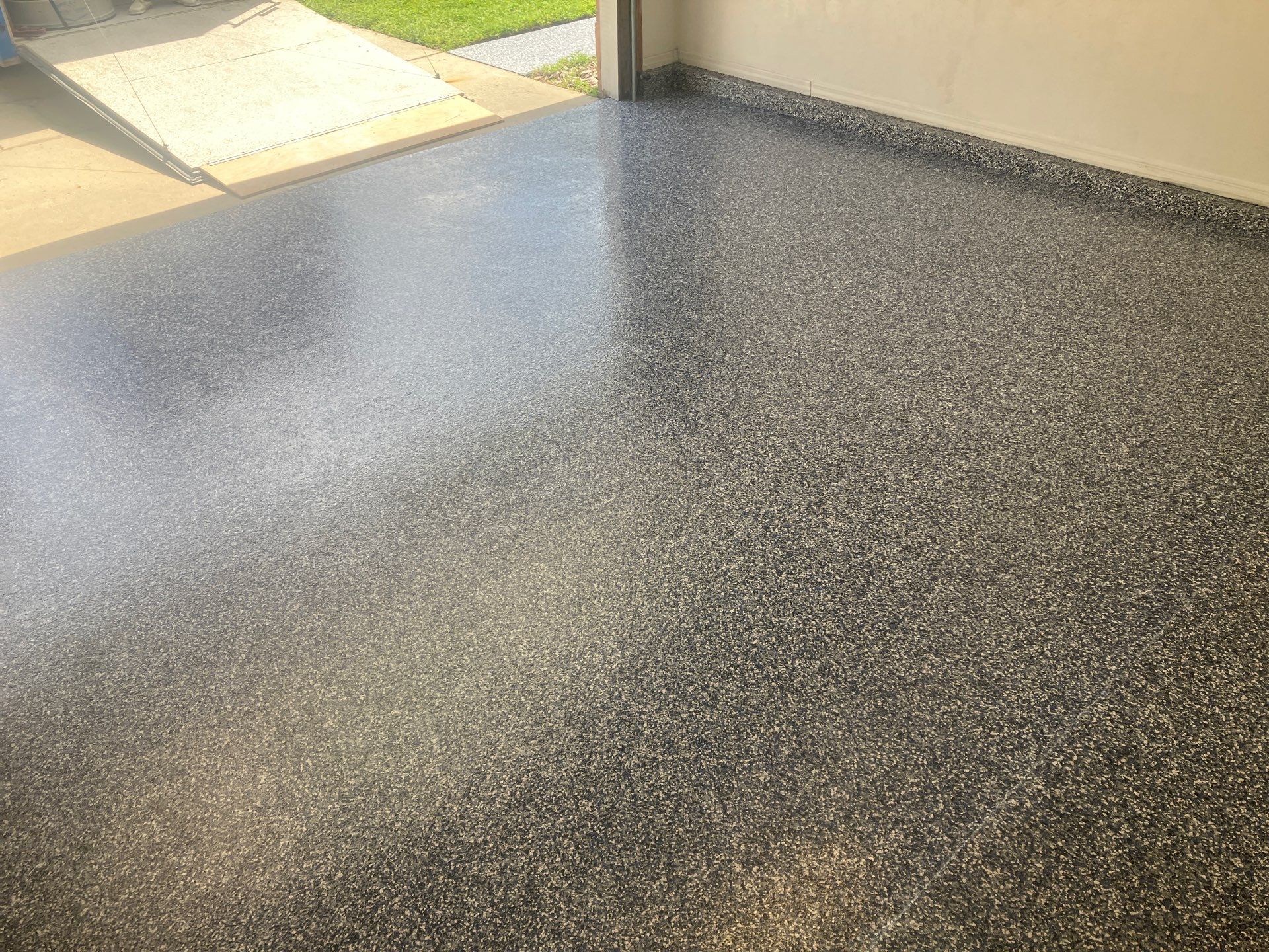 Front Entrance and Garage Makeover in Denim by Cross Creek Concrete Coatings