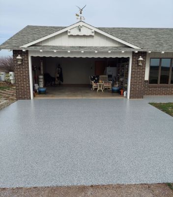 Garage & Sidewalk with Slate Stone