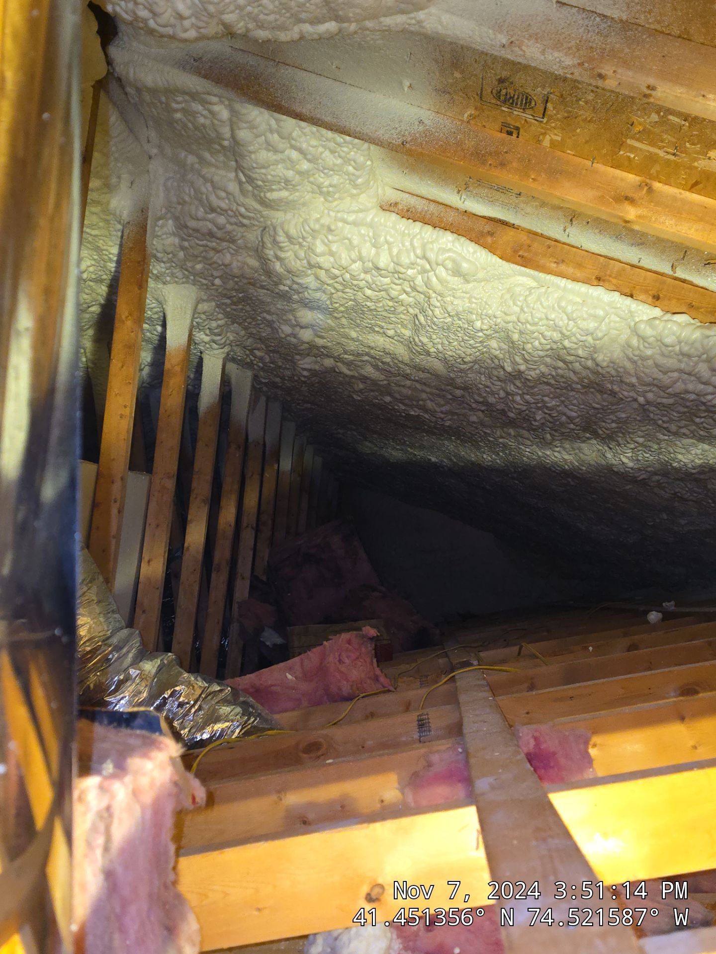 Attic Insulation using open cell spray foam by NYS Foam & Energy