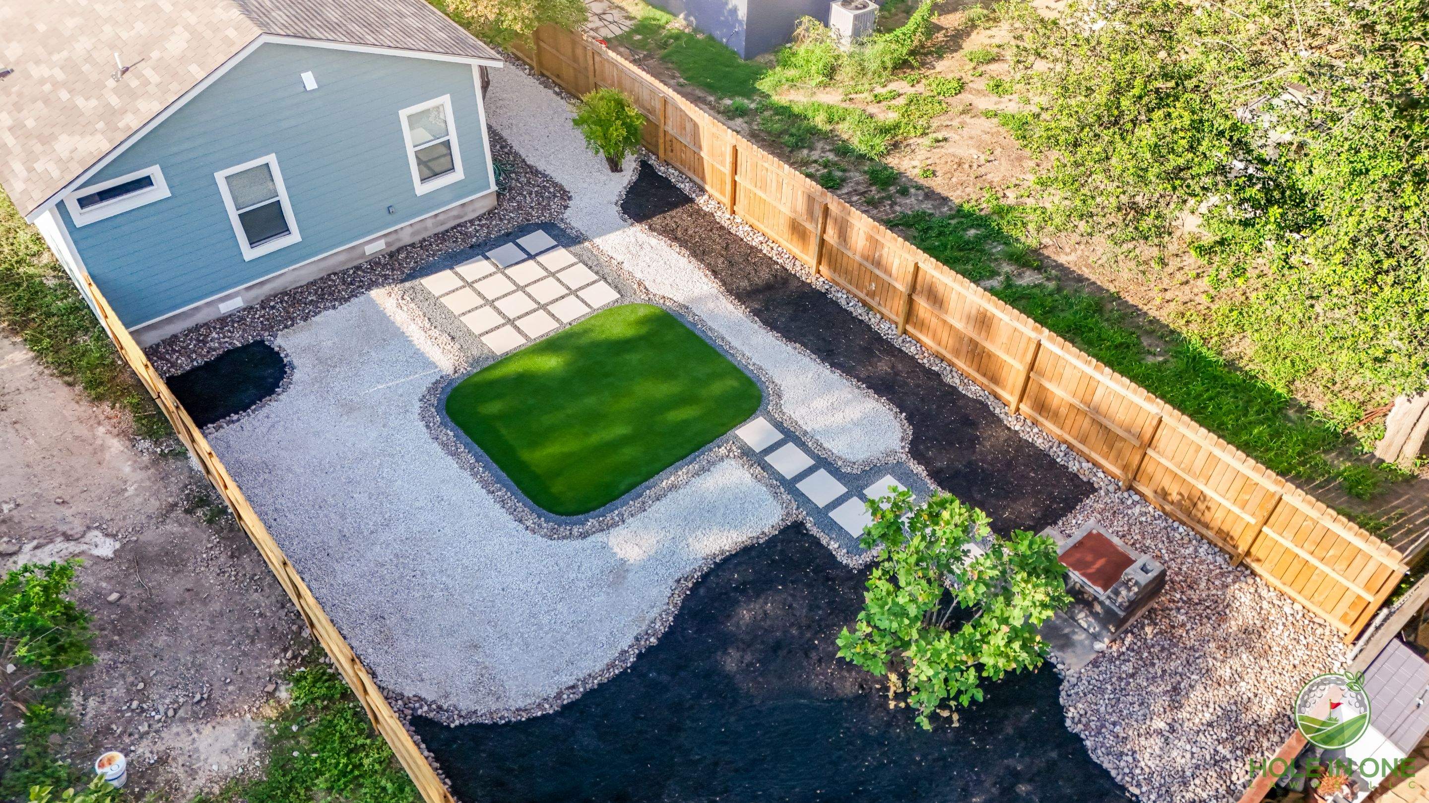 Low-Maintenance Front & Backyard Makeover, South San Antonio TX by Hole In One Lawns, LLC