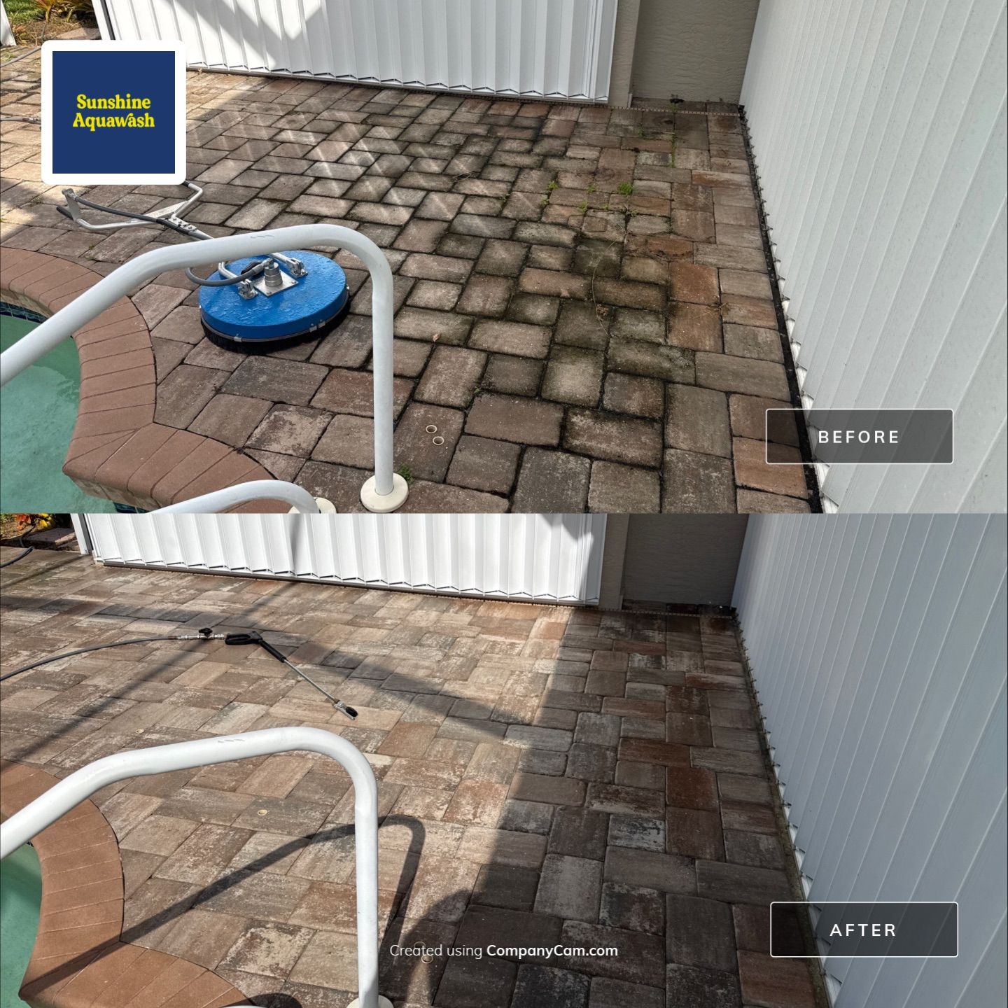 Paver Pool Deck & Screen Enclosure Transformation | University Park, Sarasota FL by Sunshine AquaWash