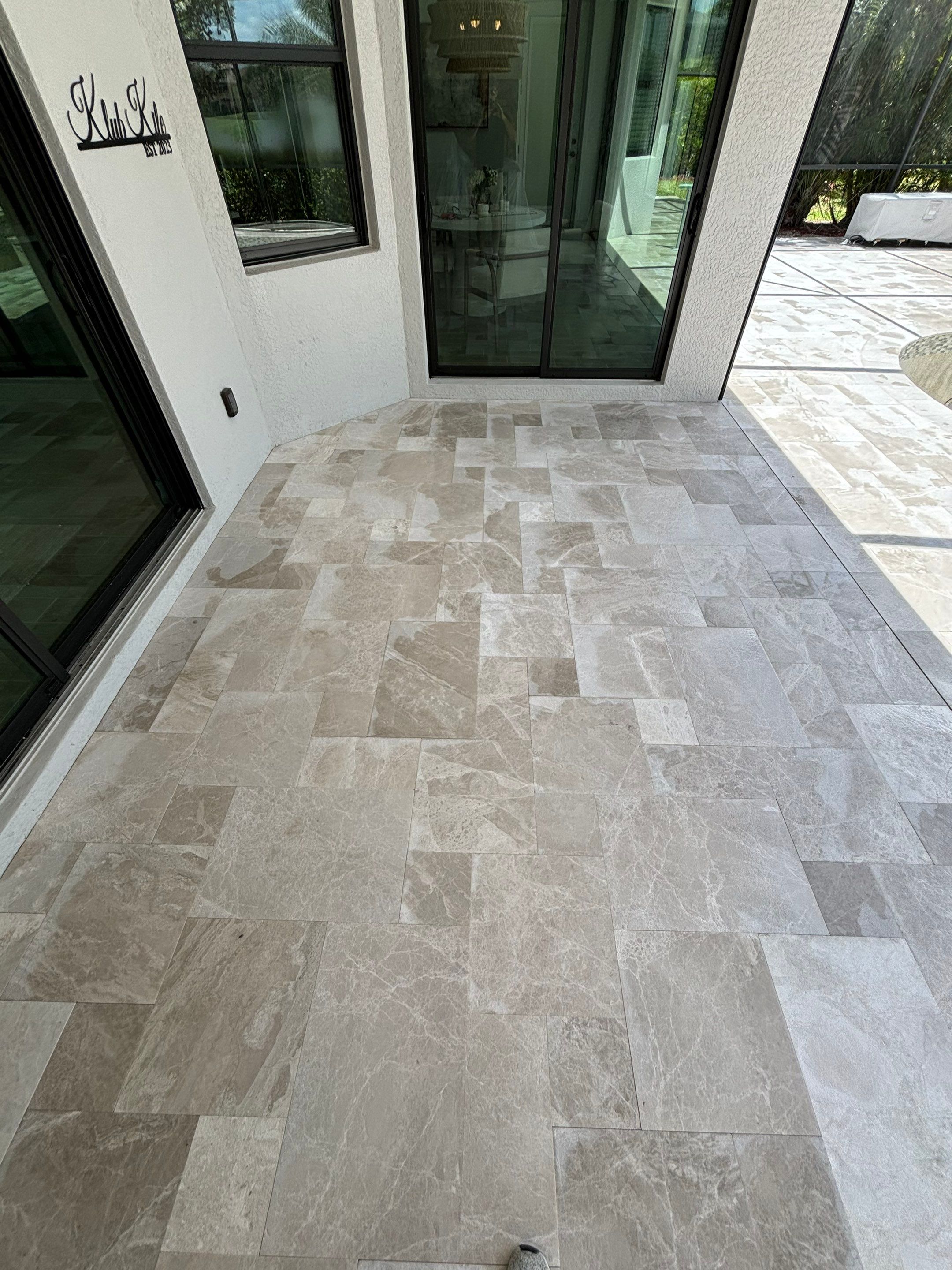 Textured Marble Pool Deck - Bonita National Country Club by Old Town Pavers Llc