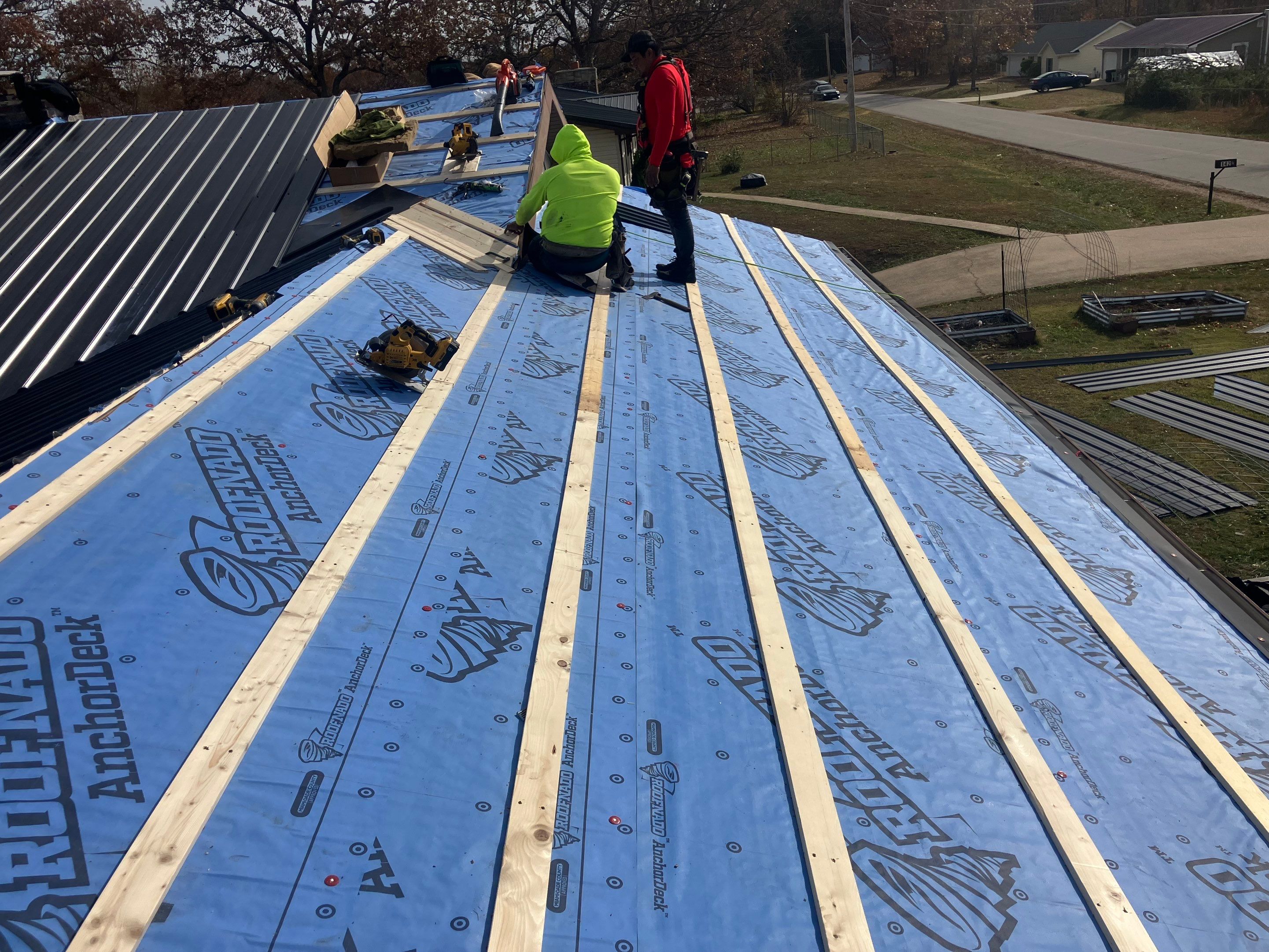 Residential Metal Roof Install - 26 Gauge G-Rib Metal - Color Shiny Black  by Titan Commercial & Residential Roofing 