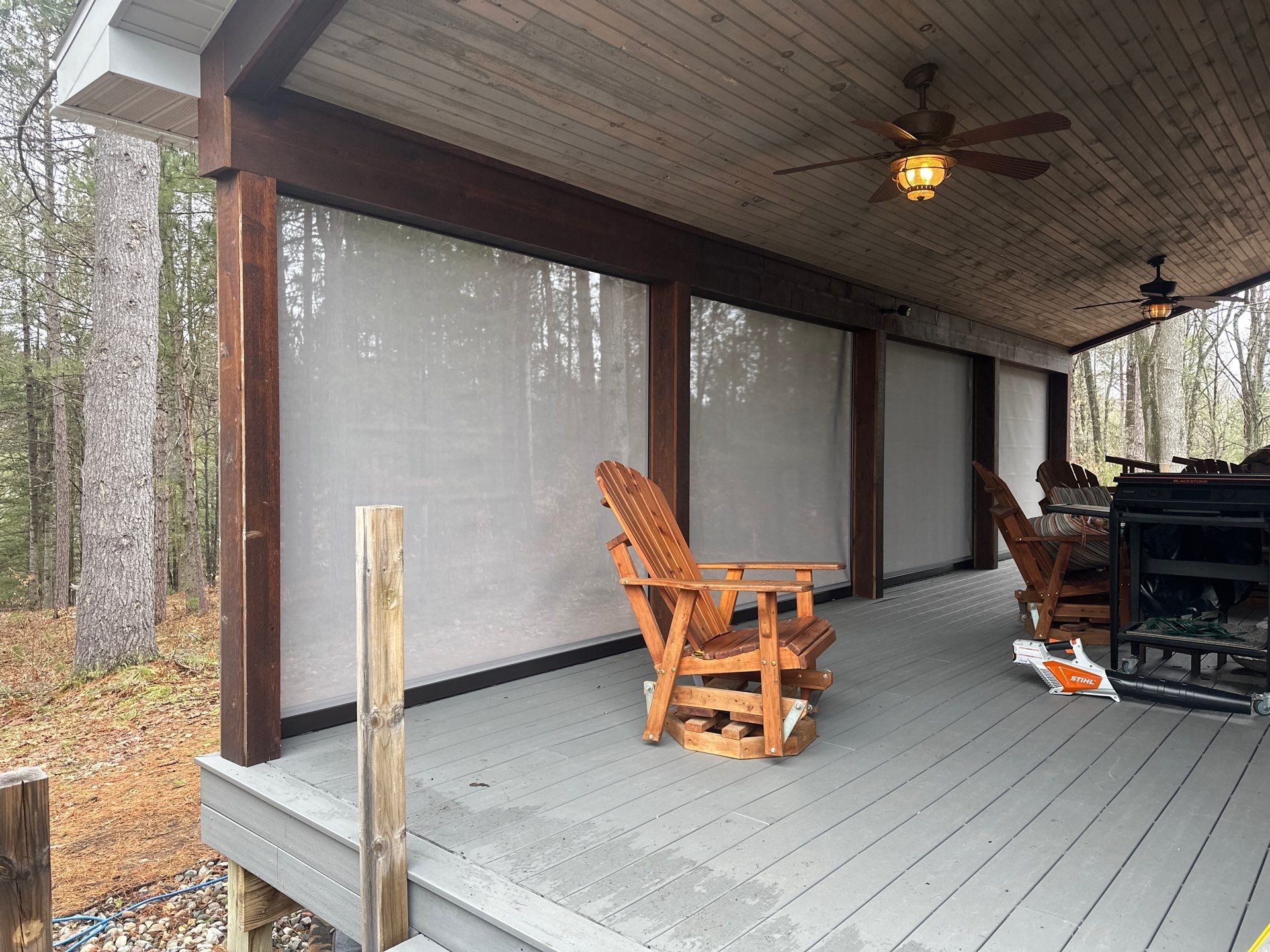Custom Sunesta Screen Enclosure for Covered Deck in Kalkaska by Rainbow Seamless Systems