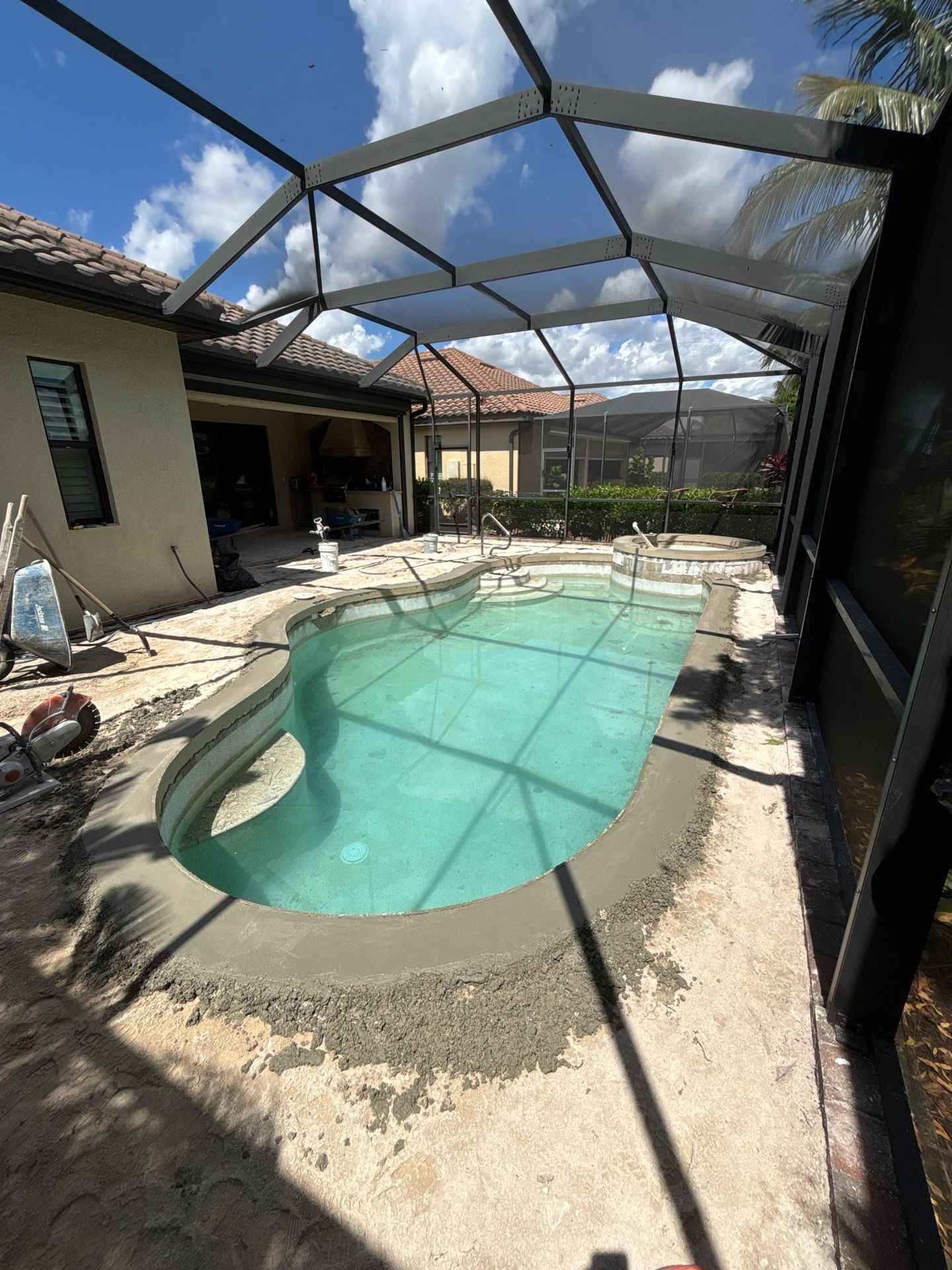 Textured Marble Pool Deck - Bonita National Golf & Country Club by Old Town Pavers Llc