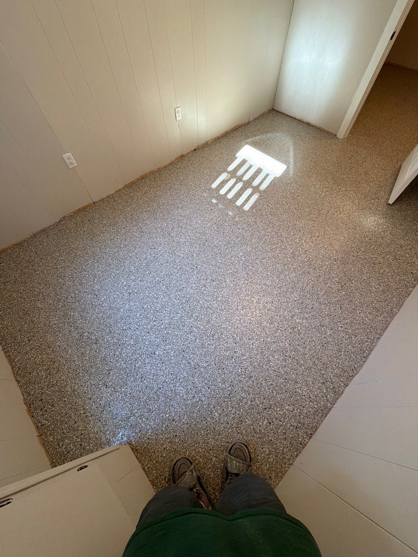 Custom Epoxy Flake Floor Installation for Spring Lake Residence by Gordon Painting