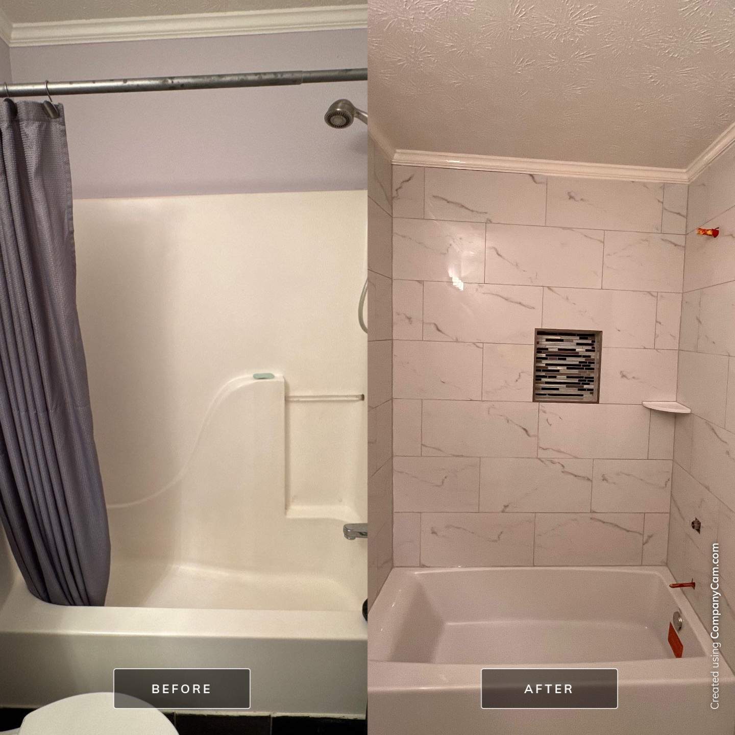 Guest bathroom tub and flooring by Prudencio