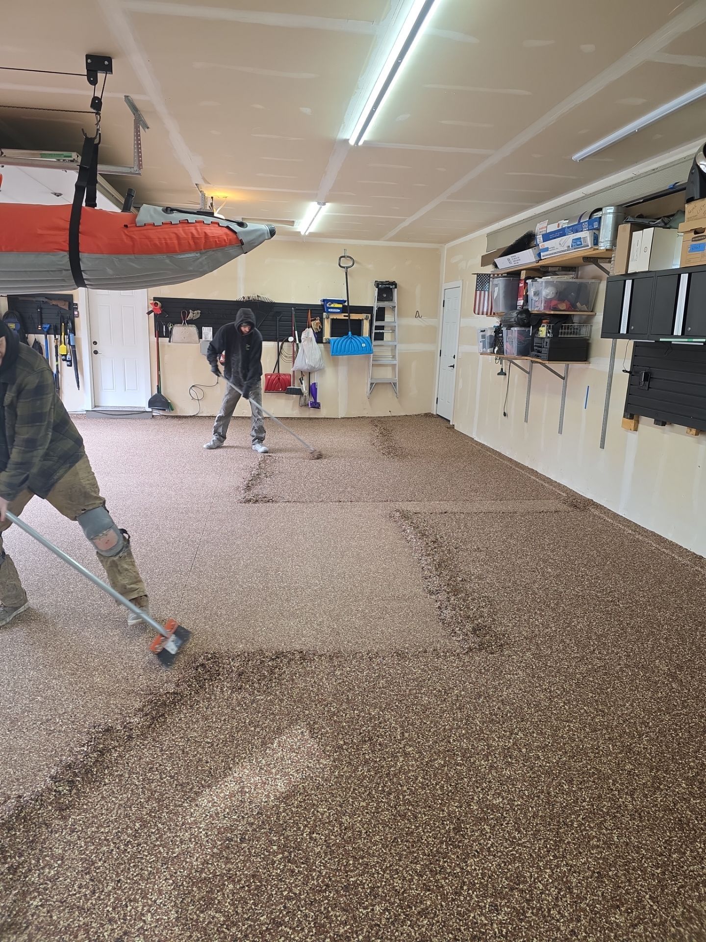 Chestnut Flake Garage Floor Transformation in Coeur d'Alene by Croc Coatings, LLC