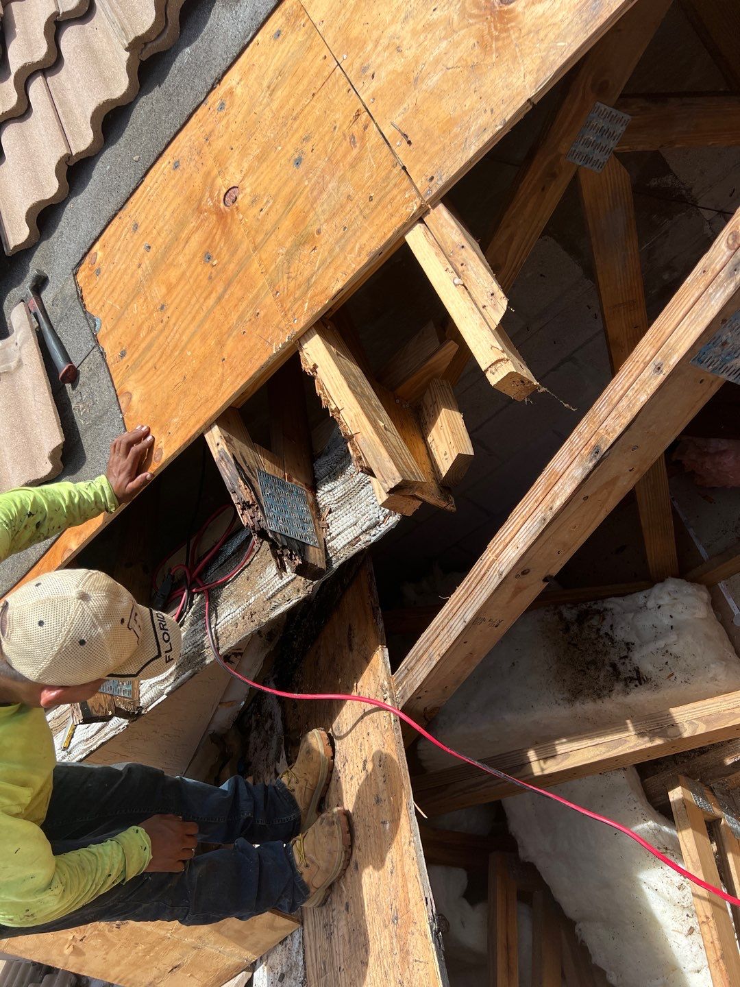 Concrete Tile Roof Leak Repair and Wood Decking Replacement in Parkland by Aastro Roofing