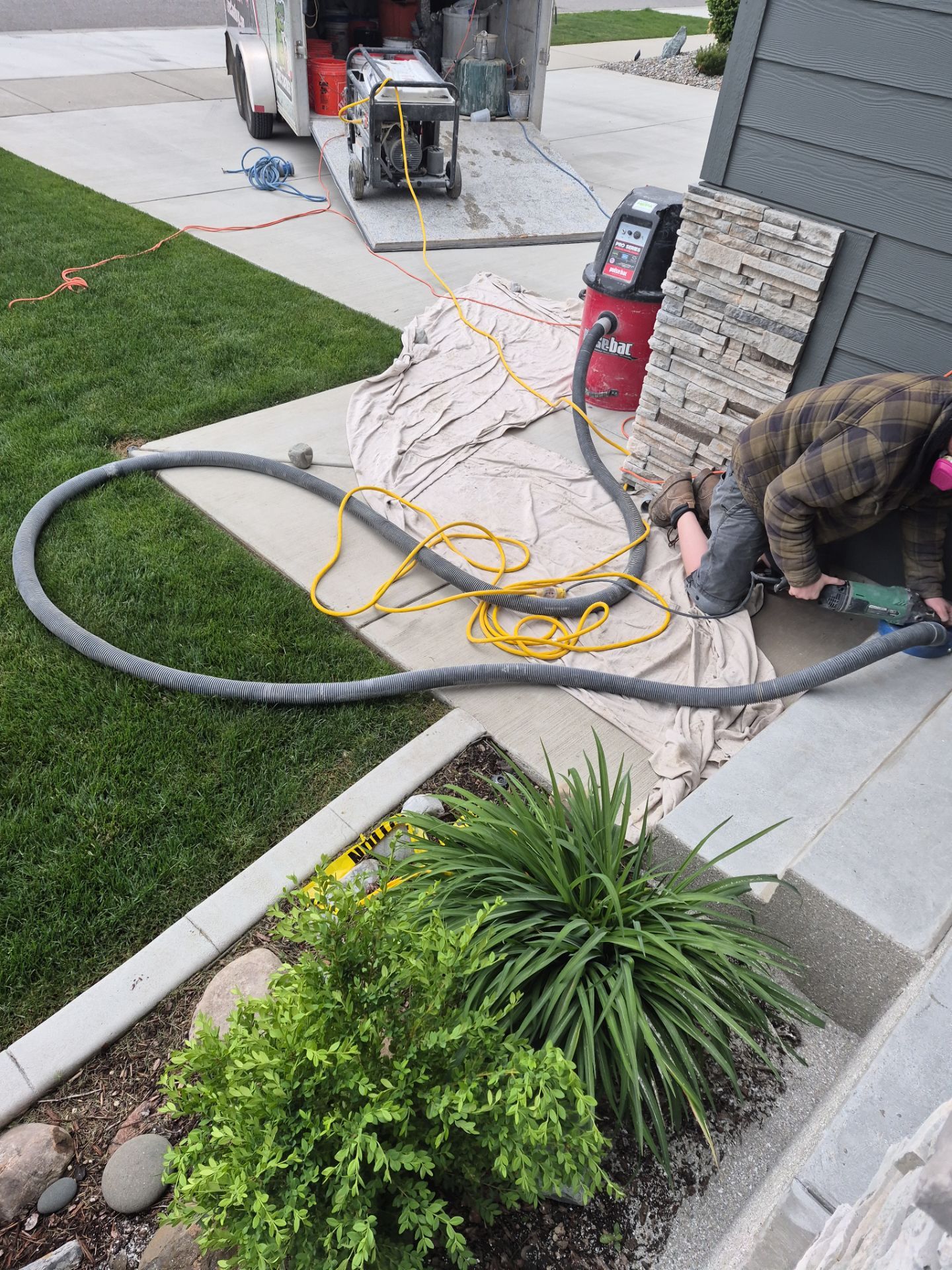 Travertine Hybrid Concrete Coating for Hayden Front Entrance by Croc Coatings, LLC