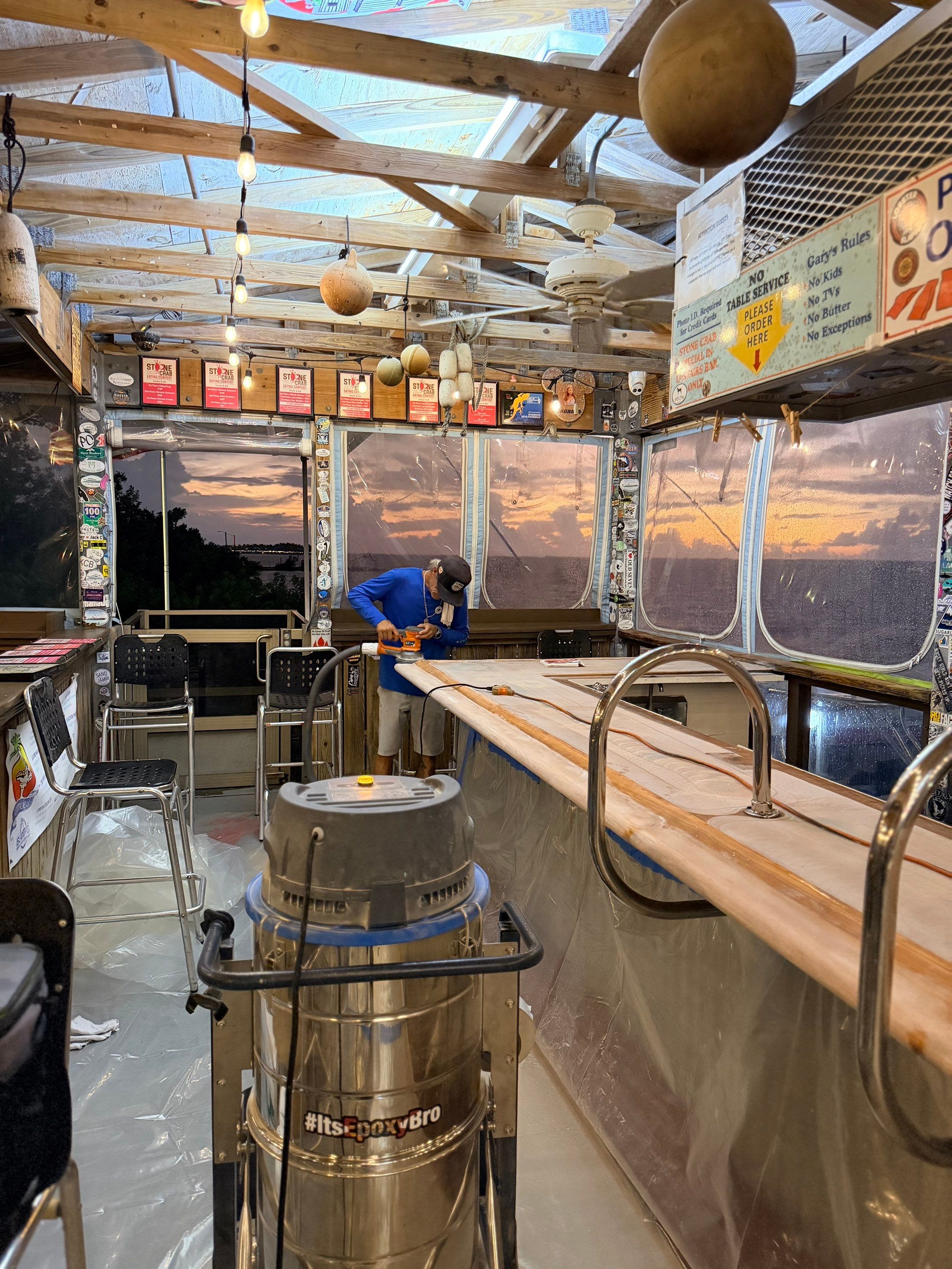 LOCAL FAMOUS FL KEYS BAR REFINISH by Tropical Epoxy Coatings & Creations LLC 