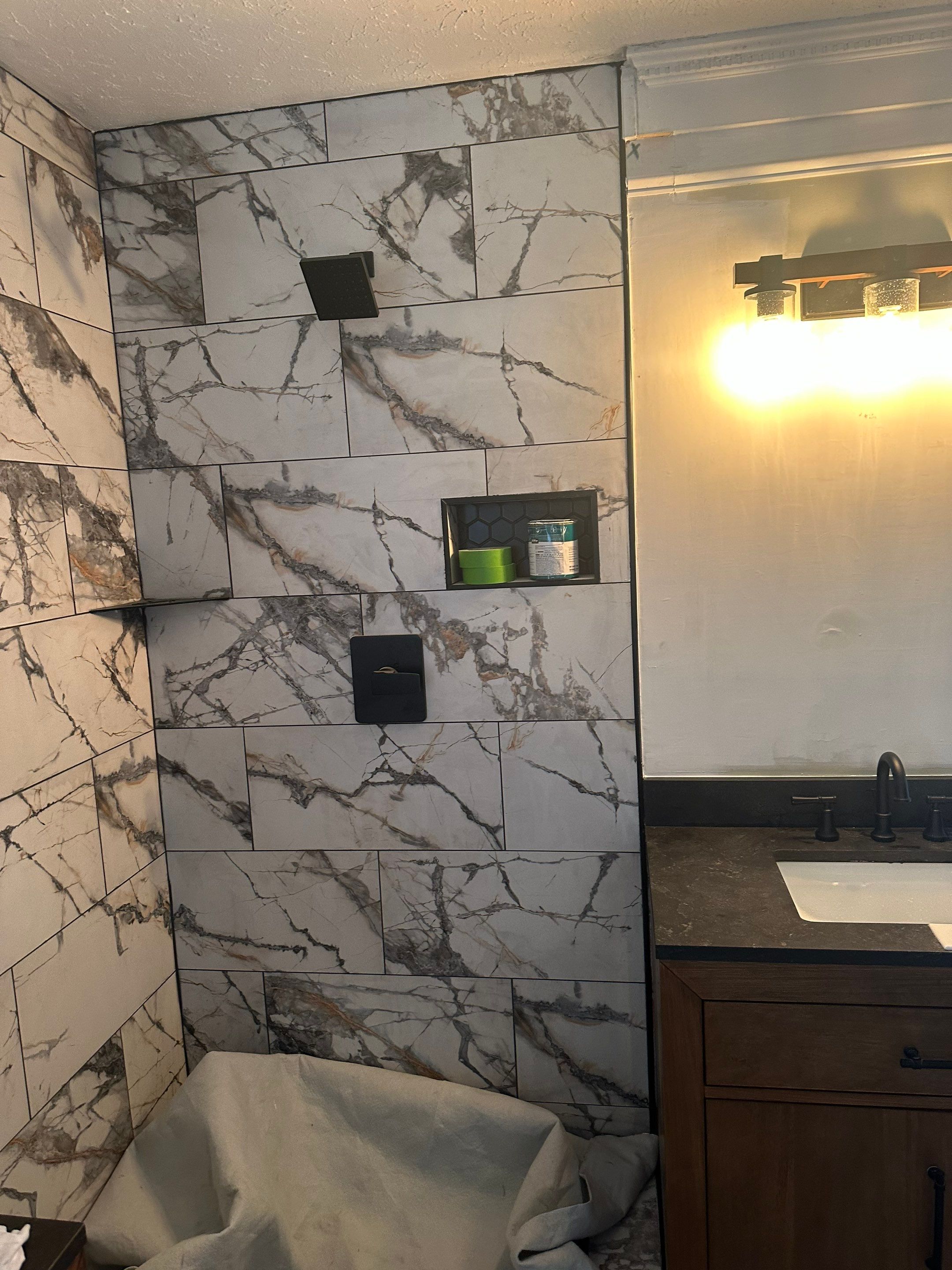 Bathroom Remodel using Soaker tub, vanities, tile, new shower by Baxter Professional LLC