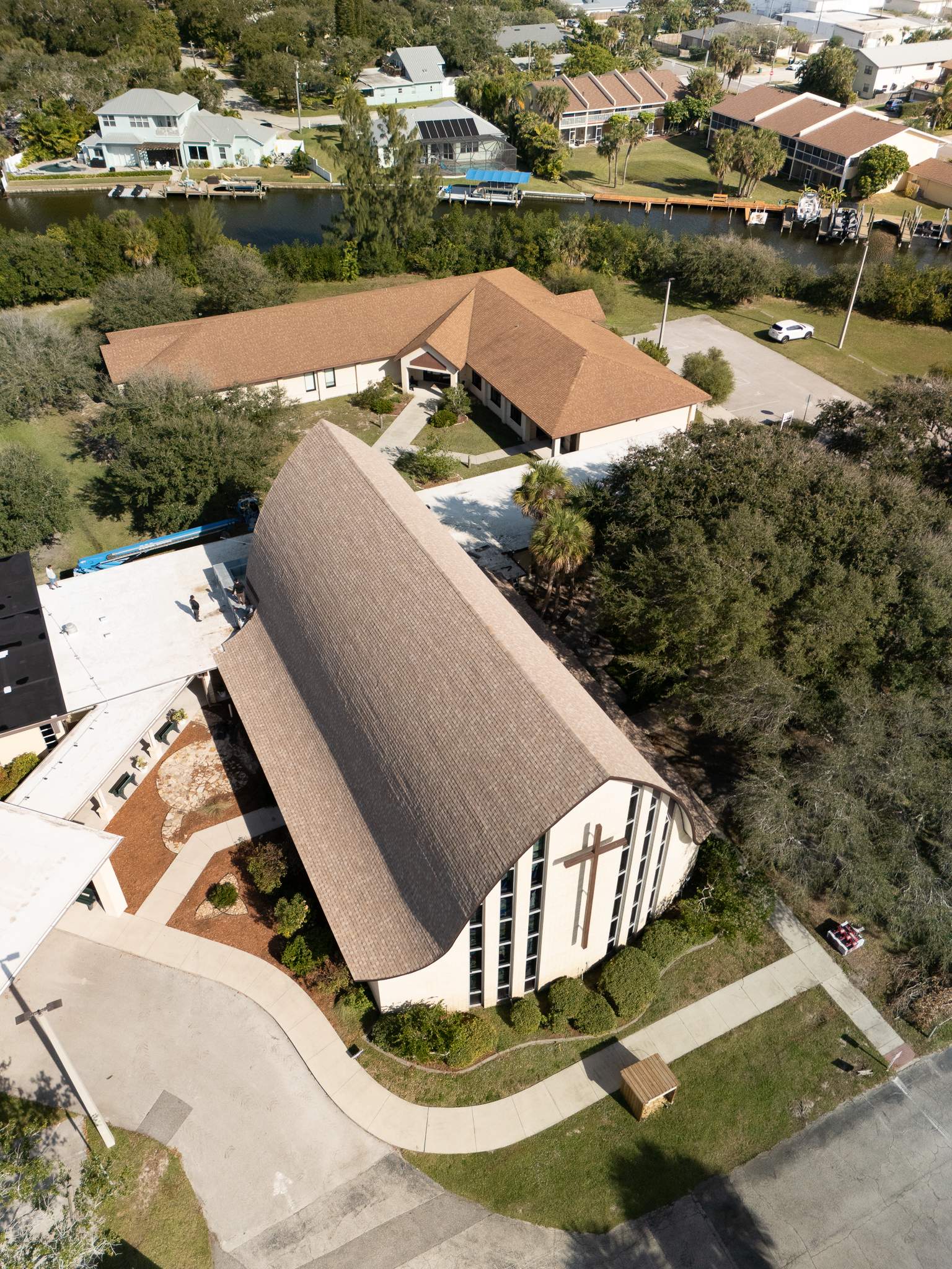 Multi-Surface Roof Replacement for Local Church in Cocoa Beach, Florida by Wiedmann Construction & Roofing