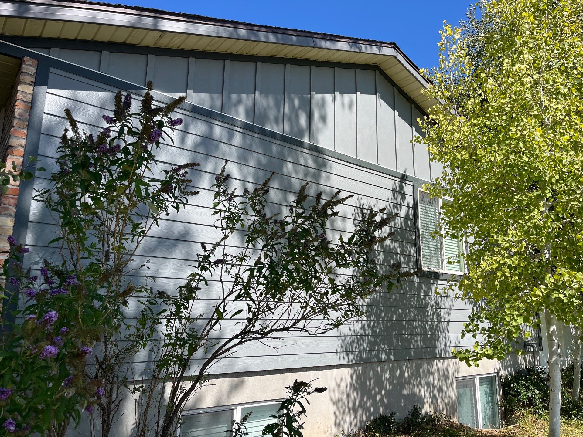 Sandy | Custom Hardie Mixed Profiles | Gray Slate & Iron Gray Trim by Ideal Siding Utah