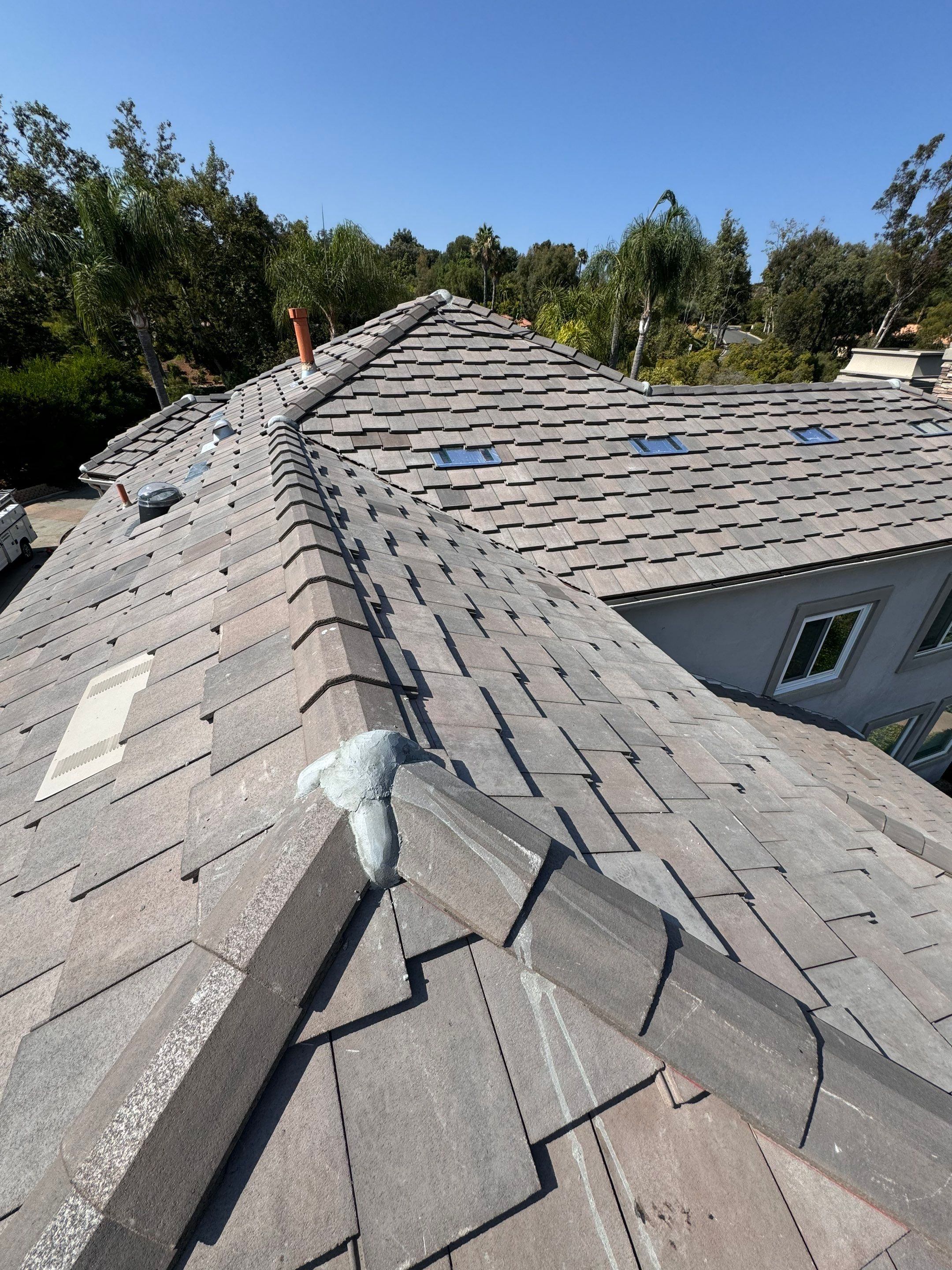 Full Roof Replacement Featuring Staggered Eagle Concrete Tiles in Poway by Reliable Roofing San Diego Inc.