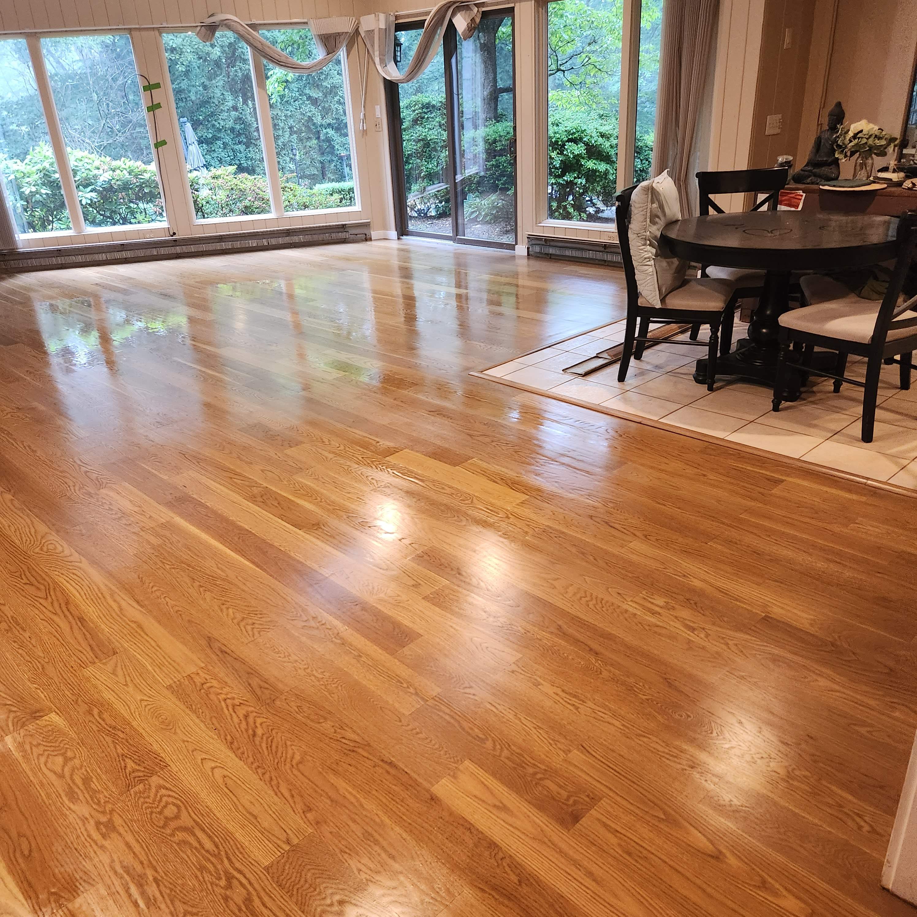 Installation of 5" Engineered Unfinished White Oak by Footprints Floors Morristown
