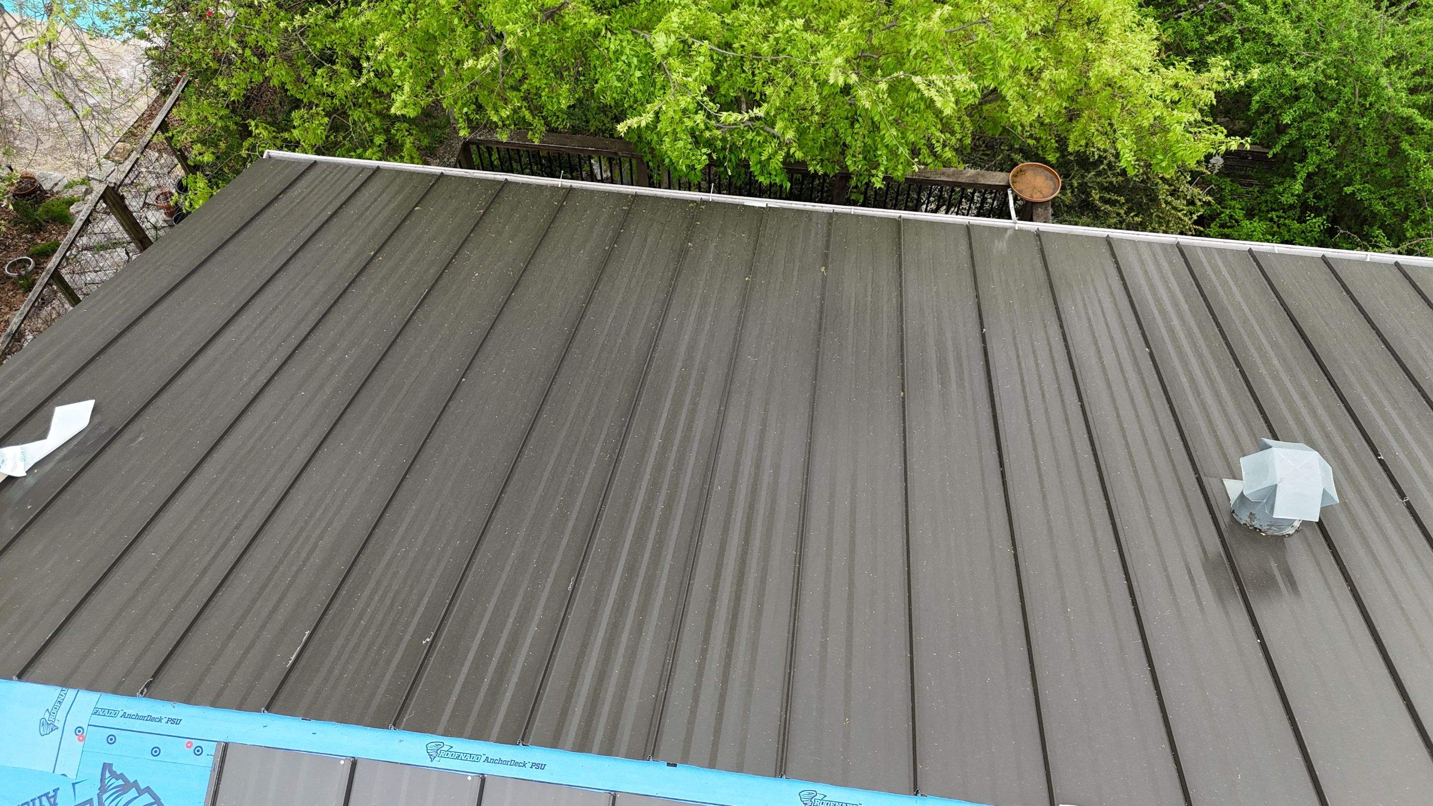 Dark Bronze - L&A Standing Seam with Striations by RoofsOnly.com