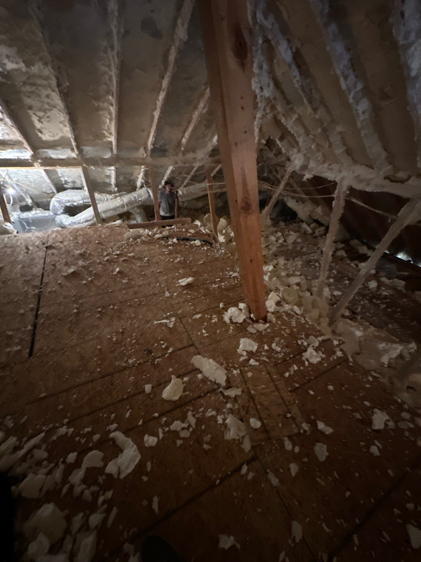 Spray foam insulation removal & re spray by Apex Insulation Solutions