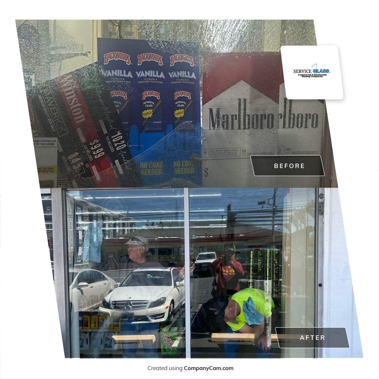 Repaired Broken Window & Installed Division Bar by Service Glass Inc