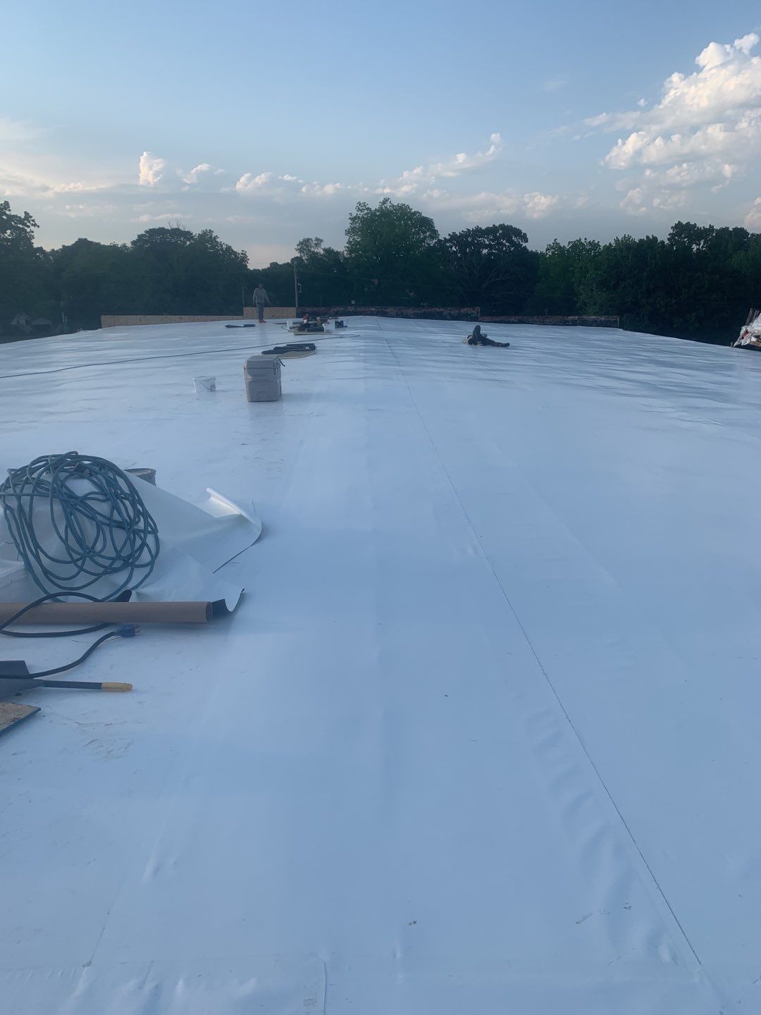 Commercial Roofing Installation using 50 mil PVC by Hostetler Roofing