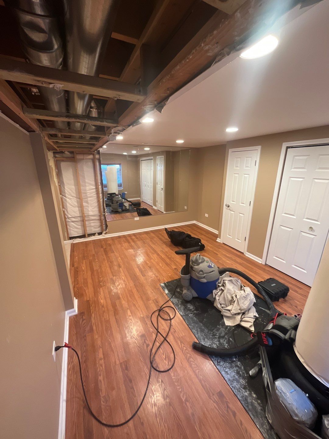 Overhead Drain Pipe Leak in Basement by Chicagoland Water Medics