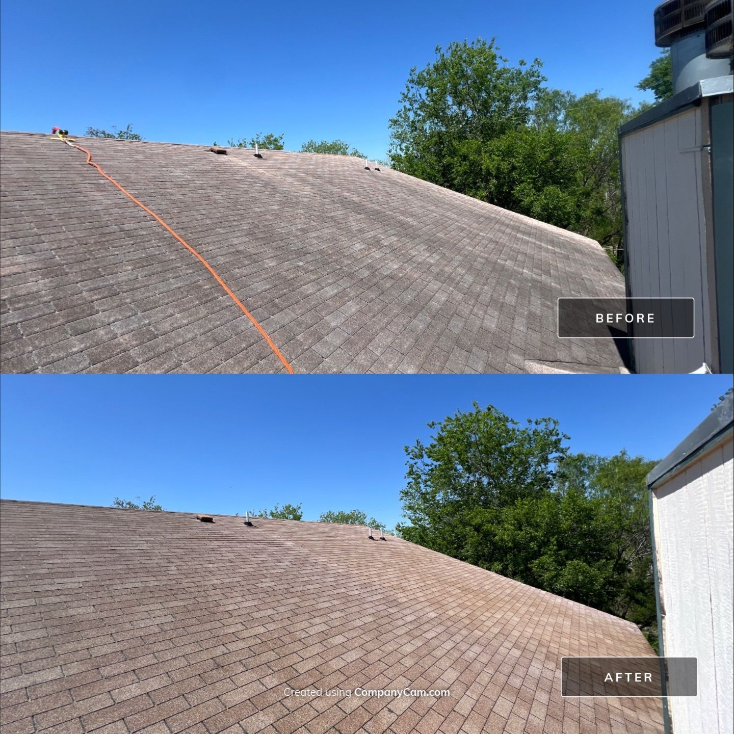 Shingle Roof Washing Project in San Antonio by Bright Choice