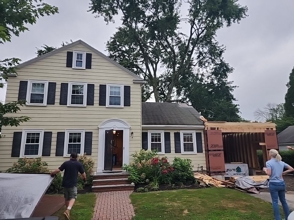 Siding and Roof for house with new addition in Milton, MA by UBrothers Construction