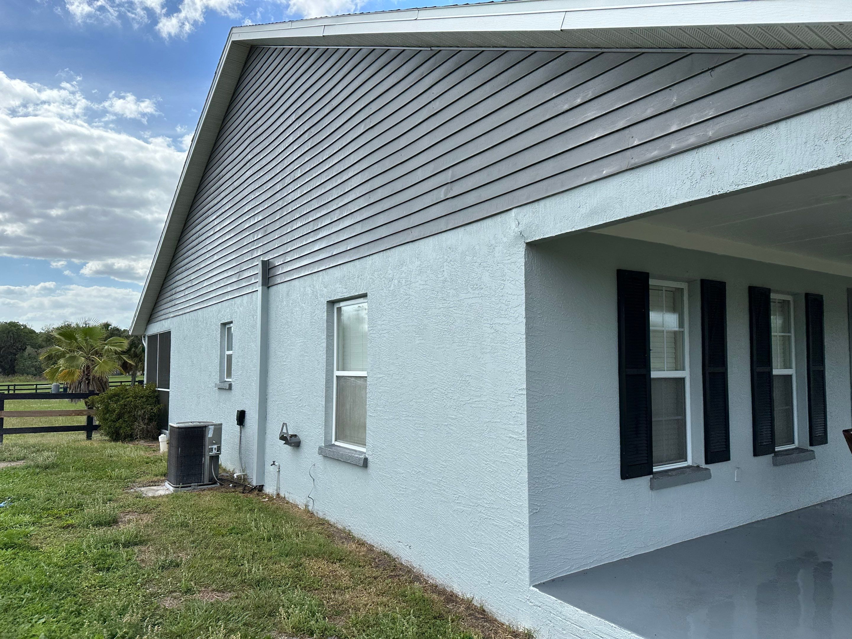 Vinyl Horse Fence & Concrete Pier Cleaning at Lesley Cox Equestrian, Parrish, FL | Sunshine AquaWash by Sunshine AquaWash