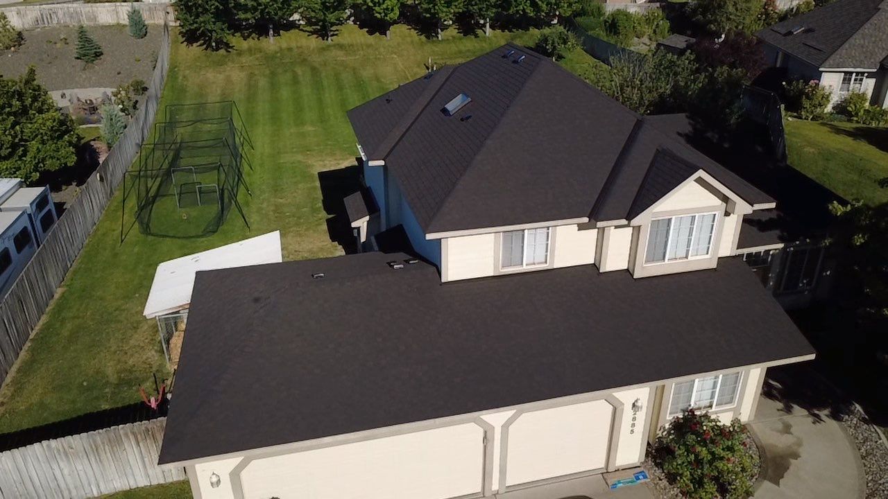 Residential Architectural Shingle Roof Replacement on Two-Story Home Cambridge Ct Kennewick, WA 99338  The Denali System - Certainteed Landmark Shingle - Black Walnut by Alpine Roofing