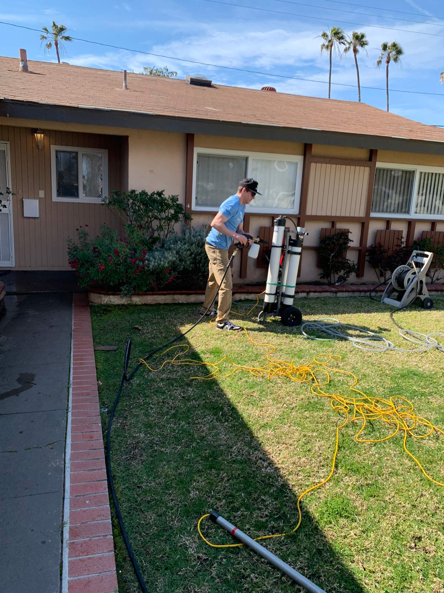 Pressure Wash using Sodium Hypochlorite and Solar Panel Cleaning in Huntington Beach by Property Cleaning Experts, LLC