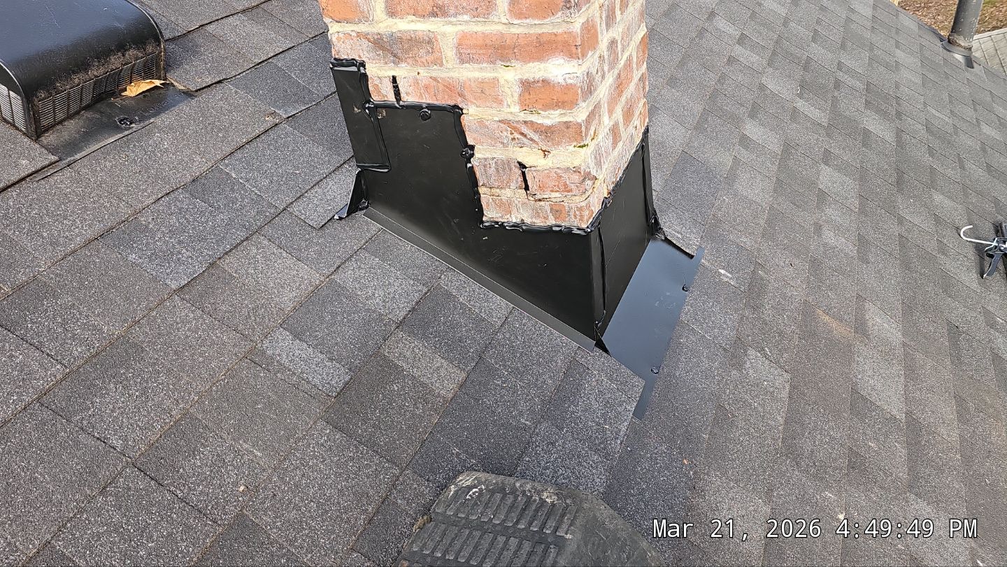 Flat Roof Installation and Chimney Counterflashing Installation by Eagle Eye Roofing