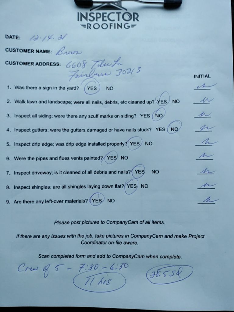 Residential Roofing Installation using Owens Corning by Inspector Roofing and Restoration