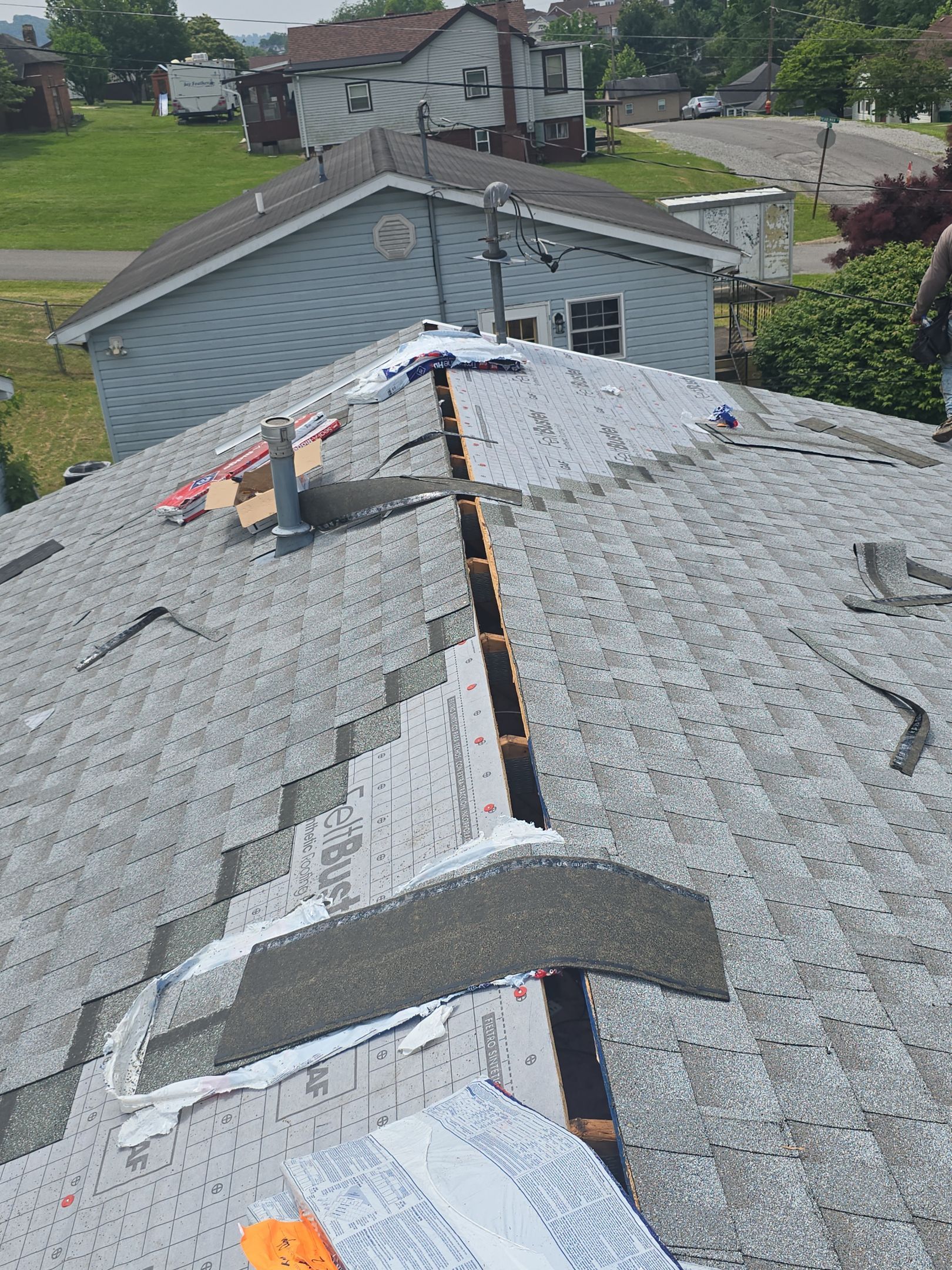 Residential Roofing Installation using GAF Timberline HDZ Fox Hollow Grey by Rainstoppers Roofing
