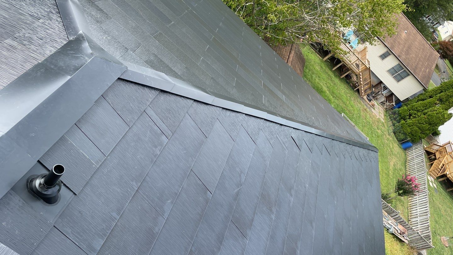Tesla Solar Roof  using Tesla Solar Roof V3 tiles by American Home Contractors
