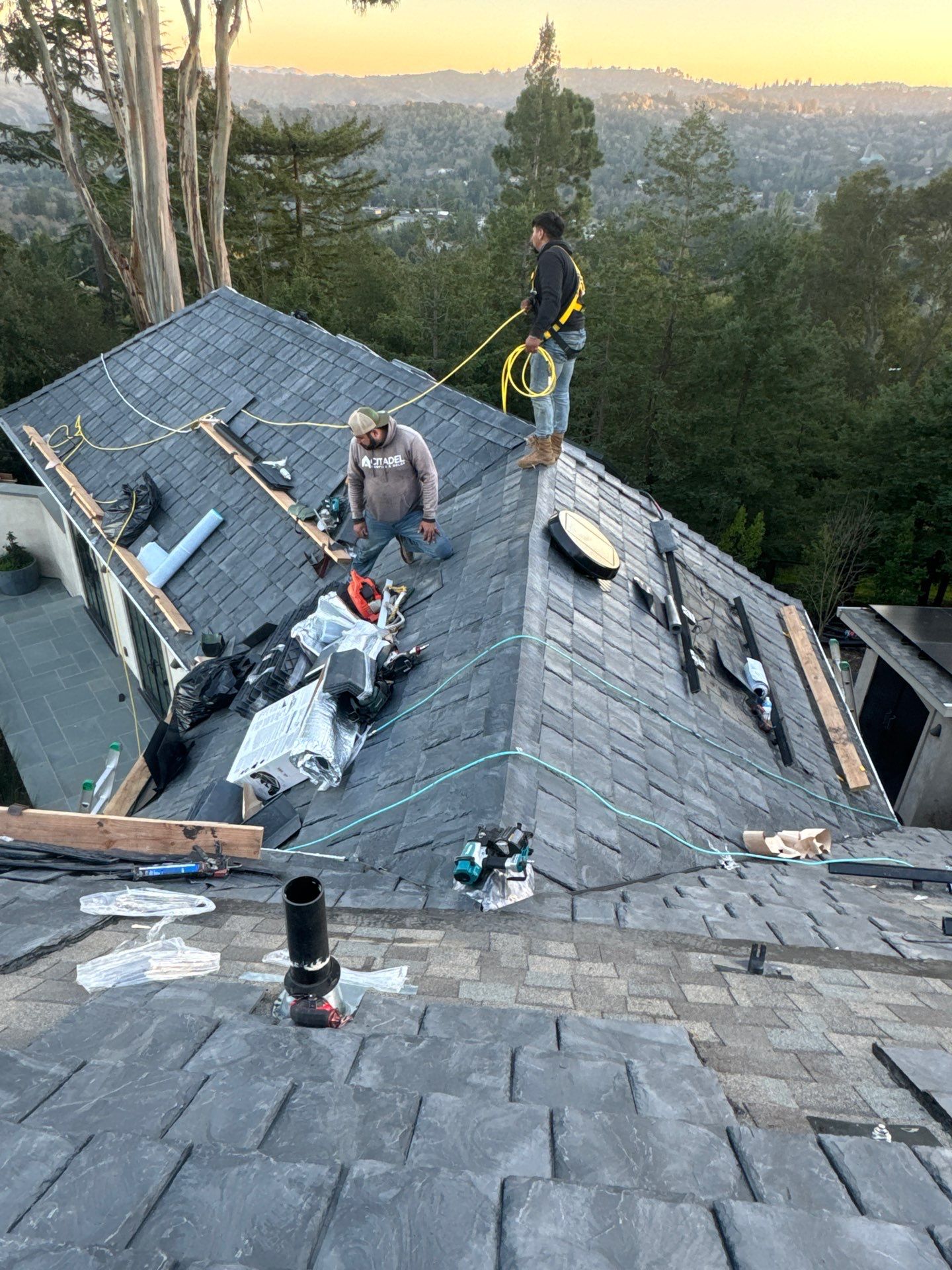 Residential Roofing Installation using Slate by Acker Roofing