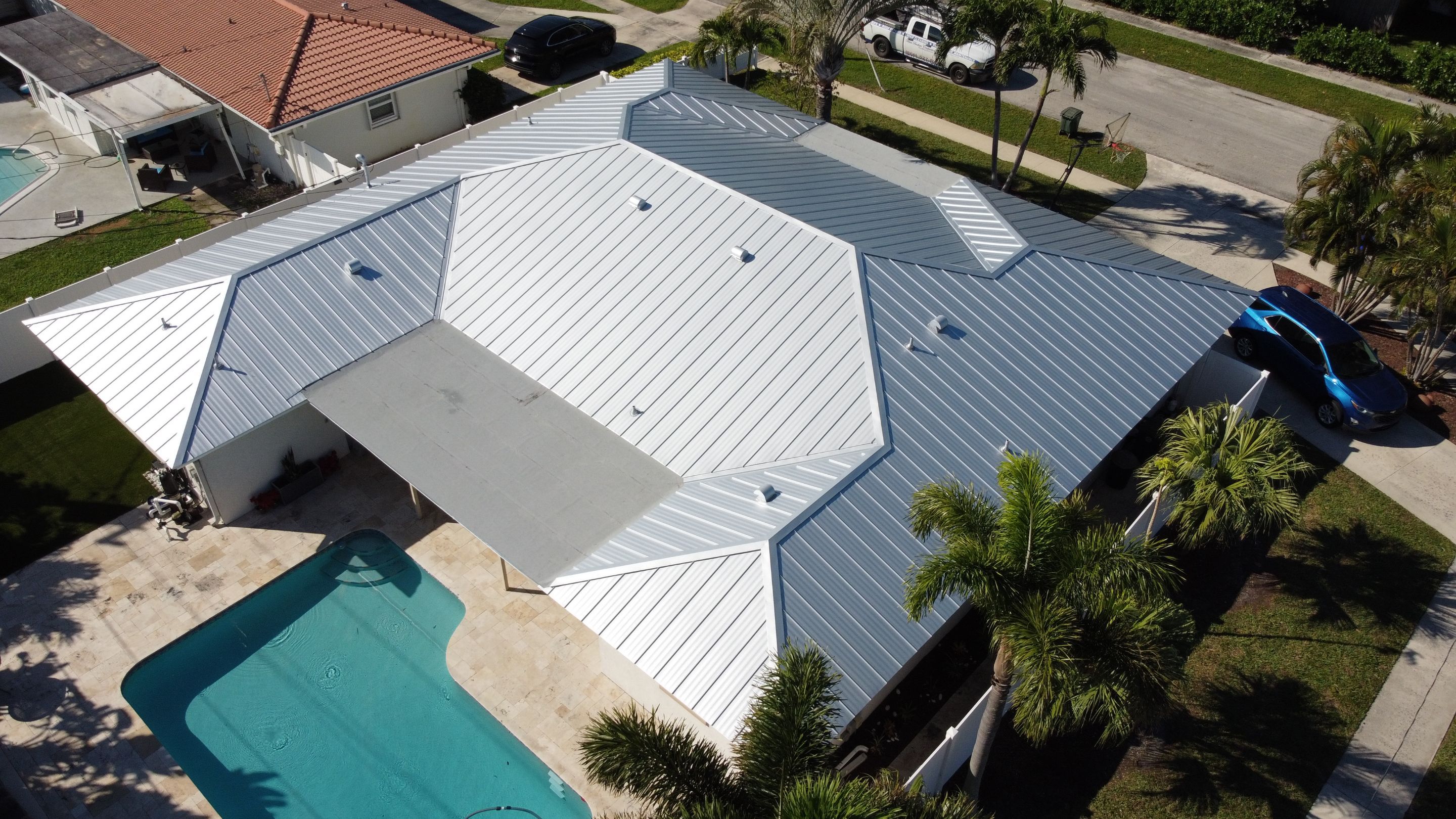 Residential Roofing Installation using 1" Nail strip metal roof by BLUES BROTHERS ROOFING