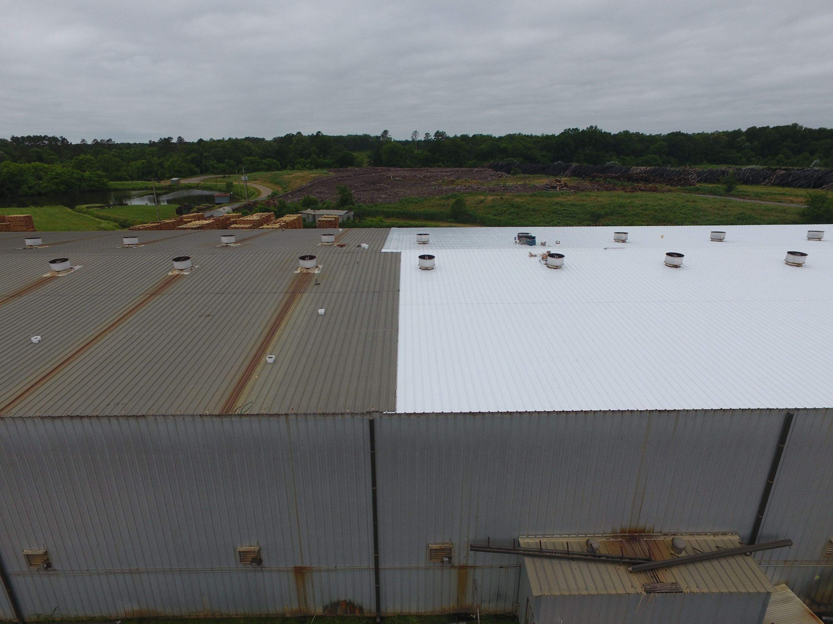 Commercial Roofing Installation using Aluminum Roofing panels by Hostetler Roofing