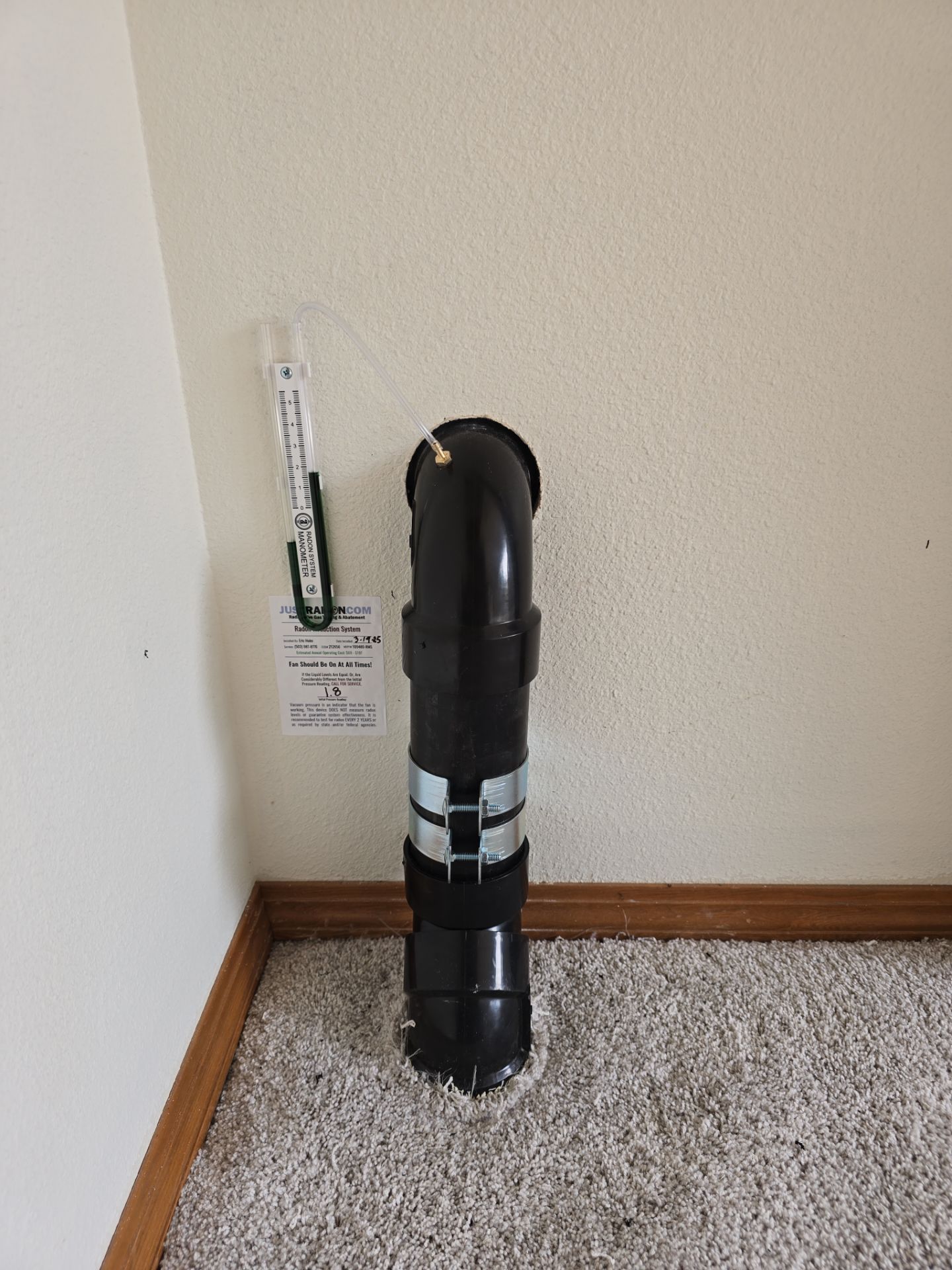 Sub Slab Radon Mitigation System by JustRadon.Com