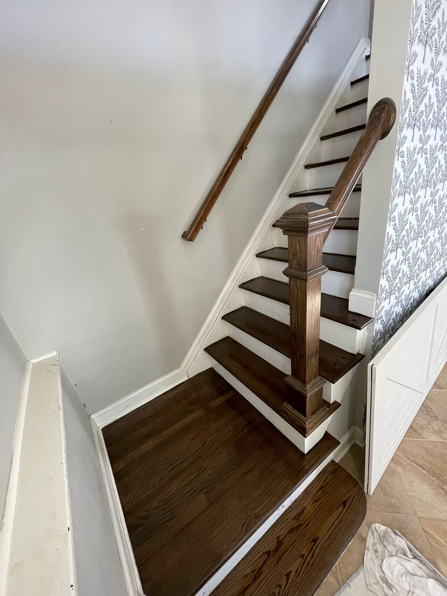Refinish Red Oak and Installed LVP using Permshield Lite LVP - Bona Semi and Duraseal Jacobean Stain by Footprints Floors Morristown