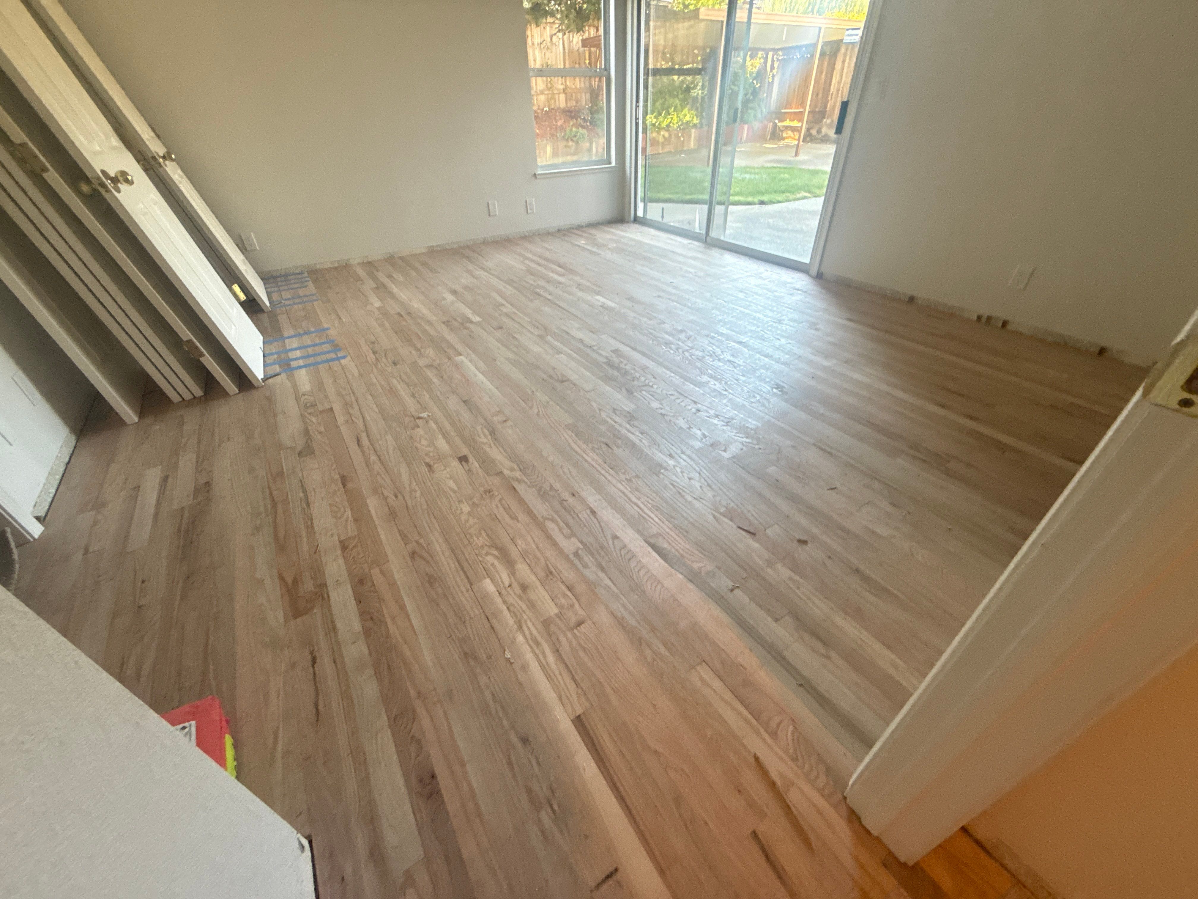 Custom Red Oak Hardwood Floor Installation and Finishing in Roseville by Footprints Floors South Sacramento