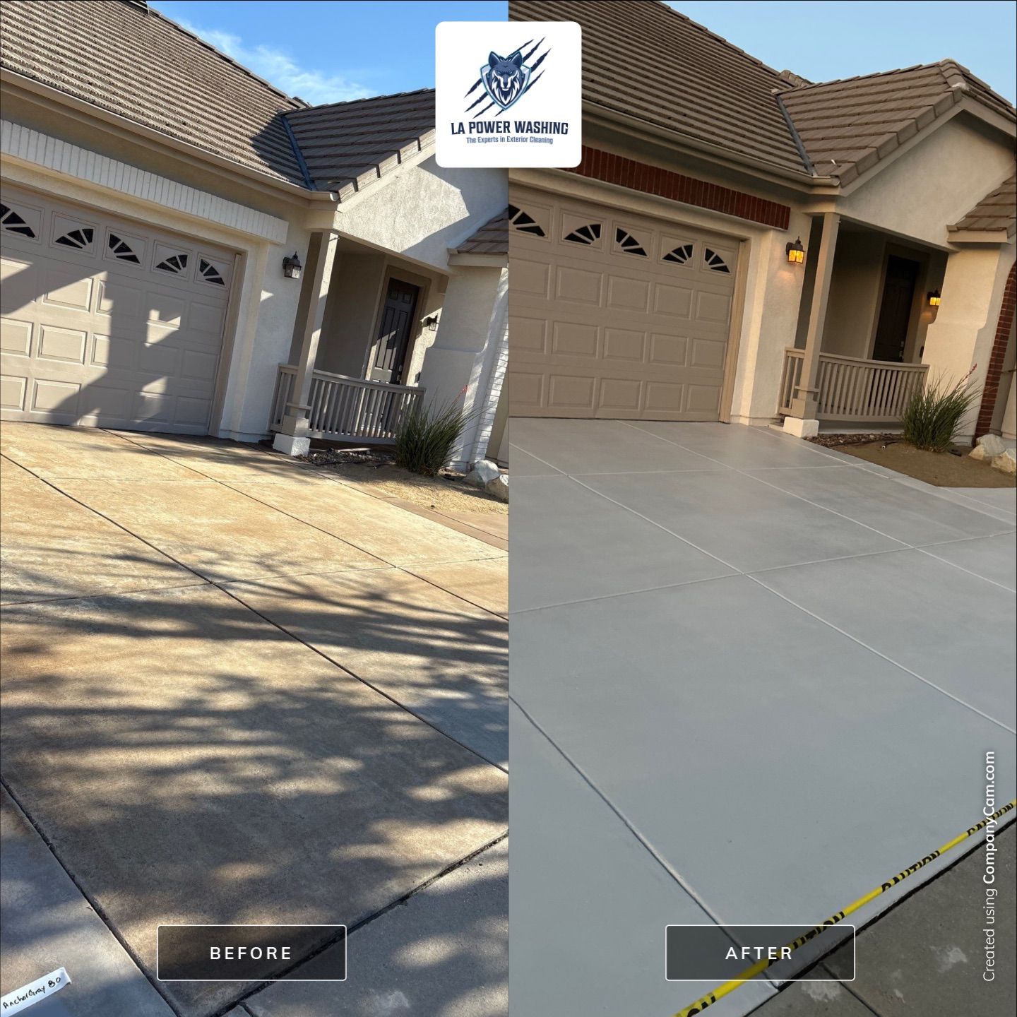 Sandblasting & Staining Concrete Driveway In Rancho Cucamonga, CA by La Power Washing Inc