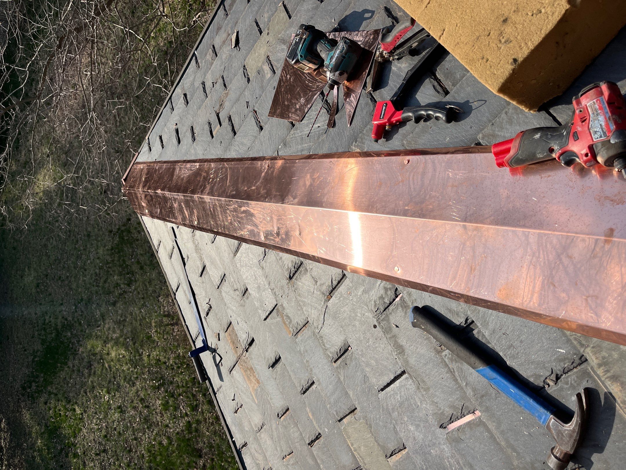 Slate Roof Restoration and Copper Ridge Cap Install in Richmond by Cade Construction