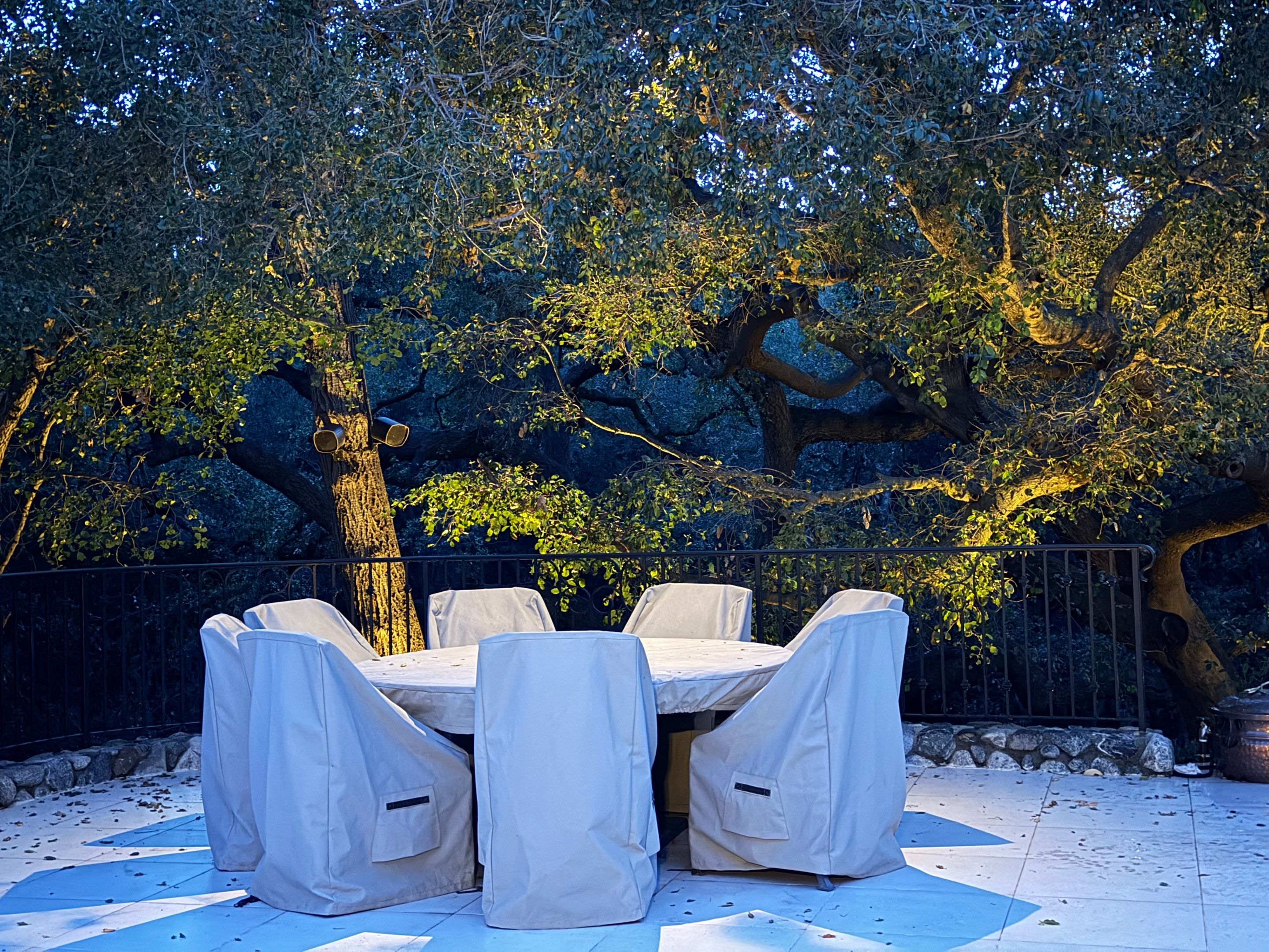 Tudor Estate Landscape Lighting with Integrated Stone Step Illumination by Outdoor Lights + Shades